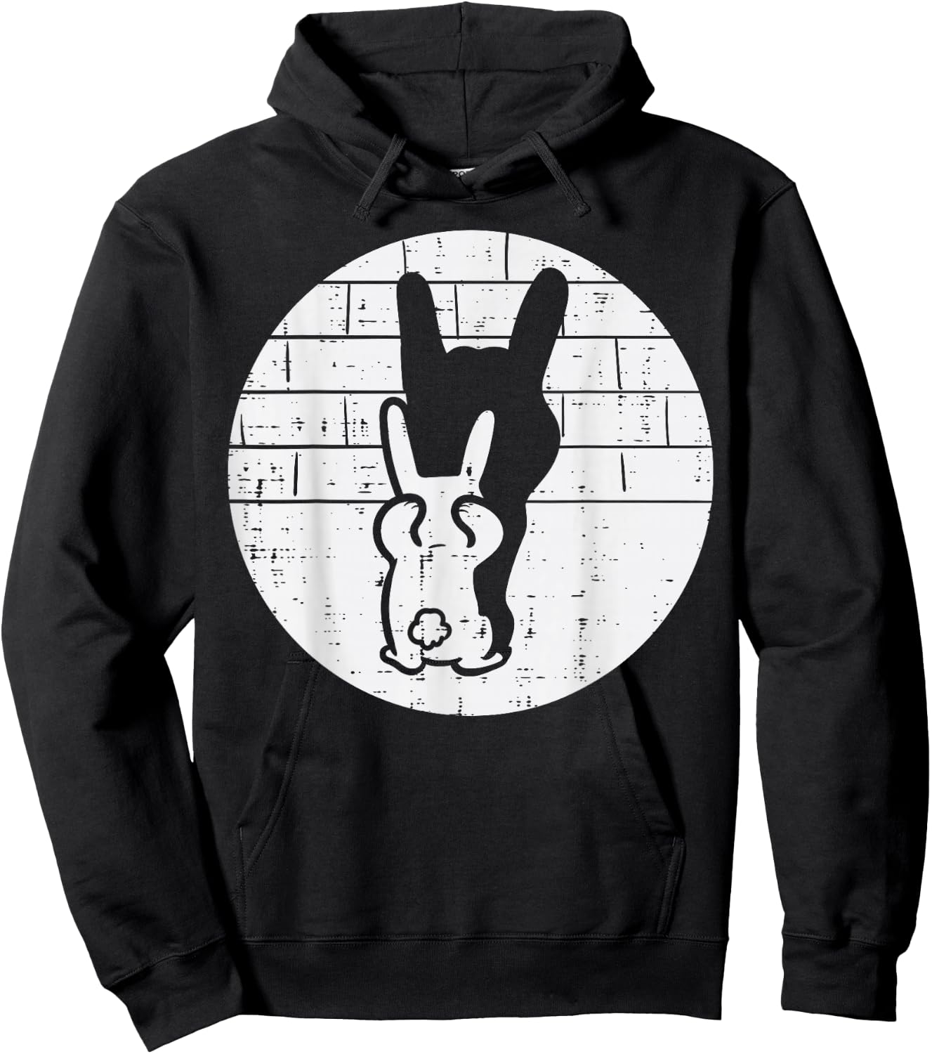 Easter Bunny Shadow Rock Hand Rabbit Rocker Boys Kids Men Hoodie - Hoodie | Black
