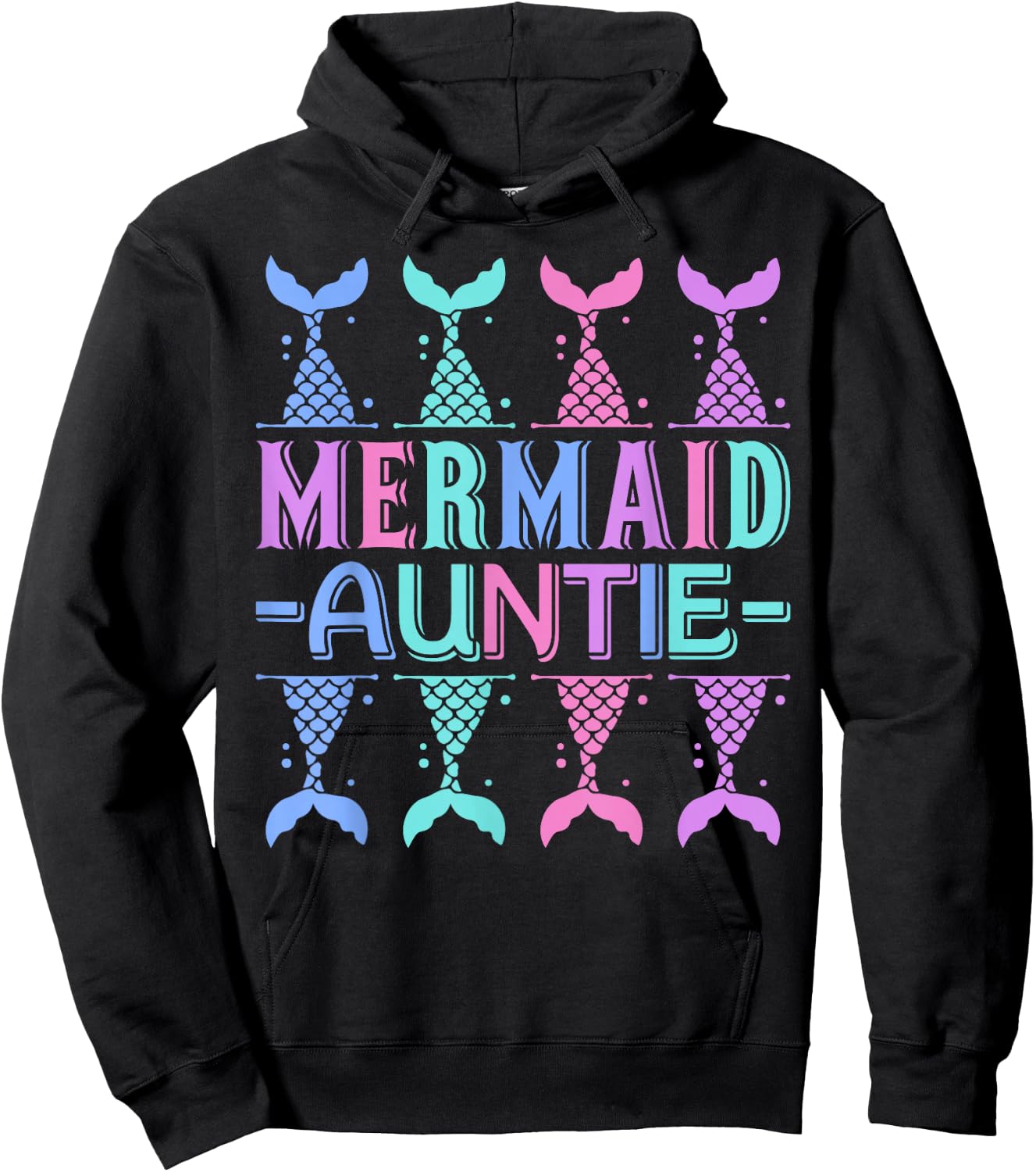 Mermaid Auntie Mermaid Birthday Outfit Cute Mermaid Party Hoodie - Hoodie | Black