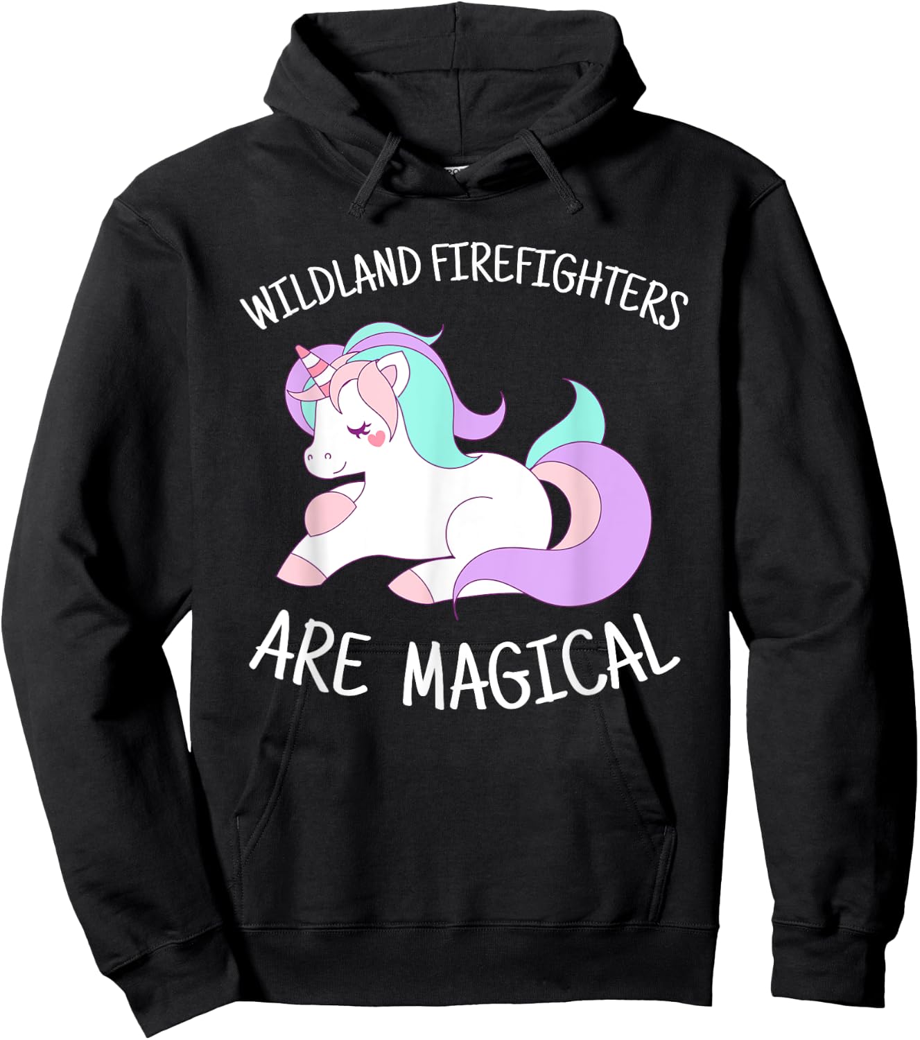 Cute Wildland Firefighter Unicorn Shirt Gift Hoodie - Hoodie | Black