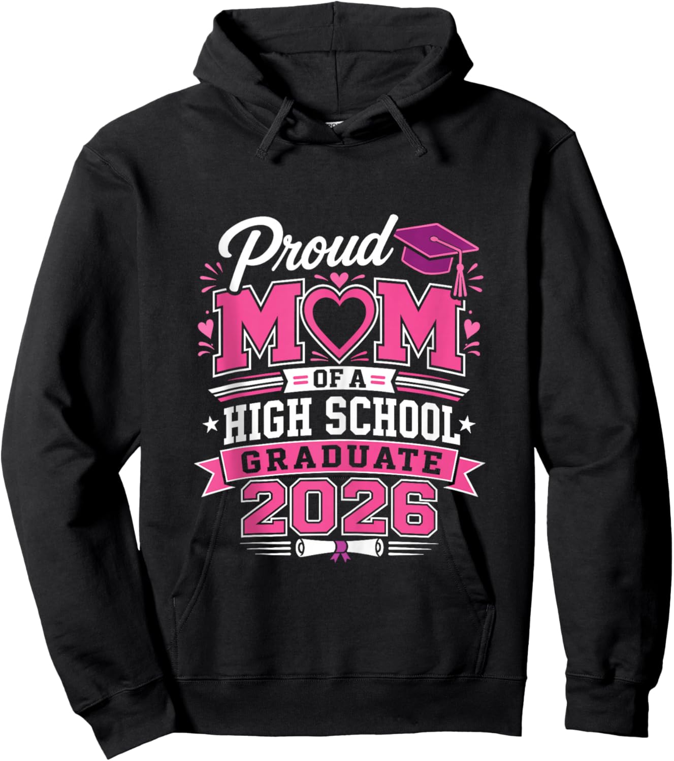 Proud mom of a High School 2026 Graduate Graduation Outfit Hoodie - Hoodie | Black