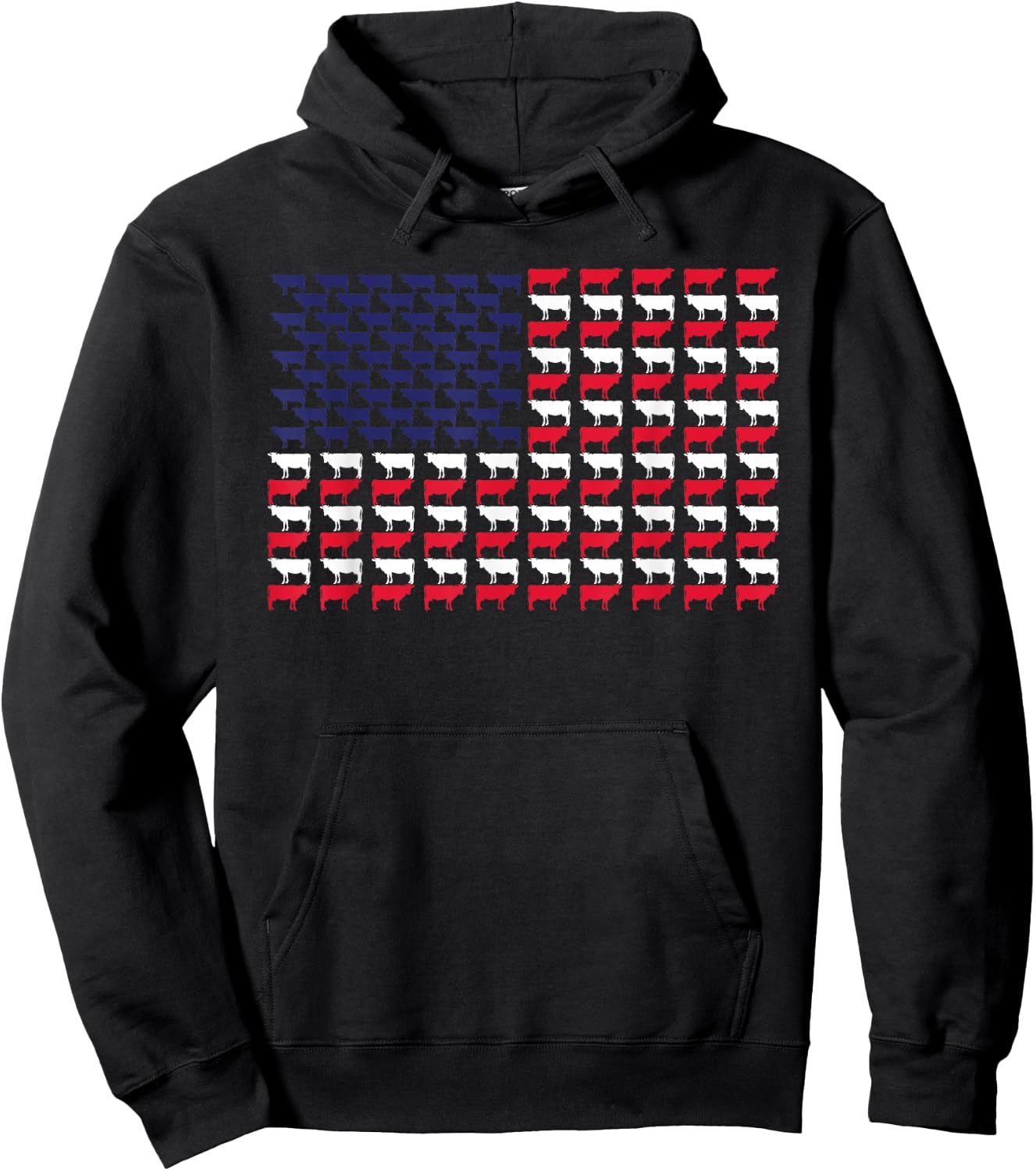 Cow American Flag 4th of July Patriotic Hoodie - Hoodie | Black
