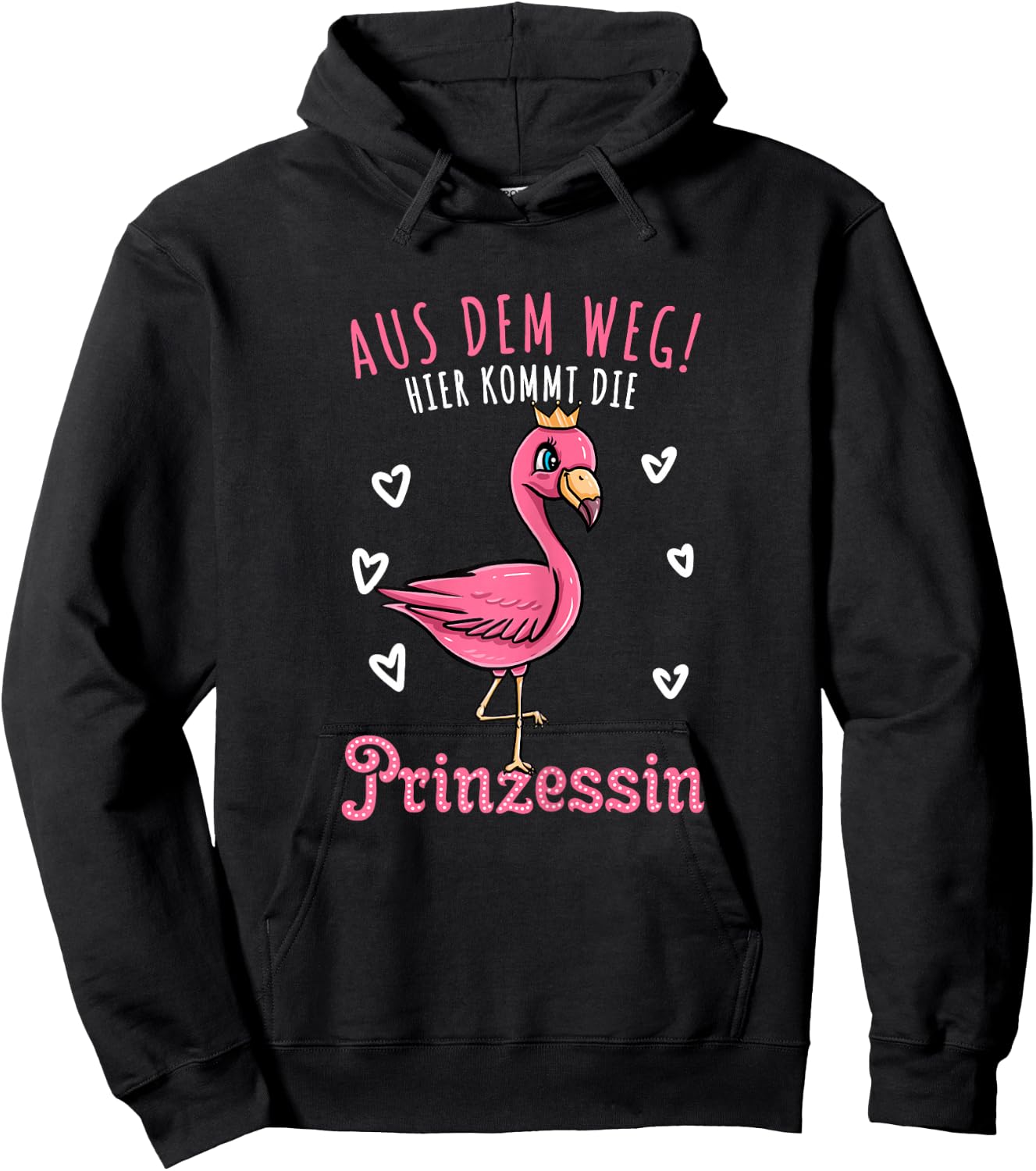 Hier Kommt Die Prinzessin Flamingo Mädchen , black Hoodie - Hoodie | Black