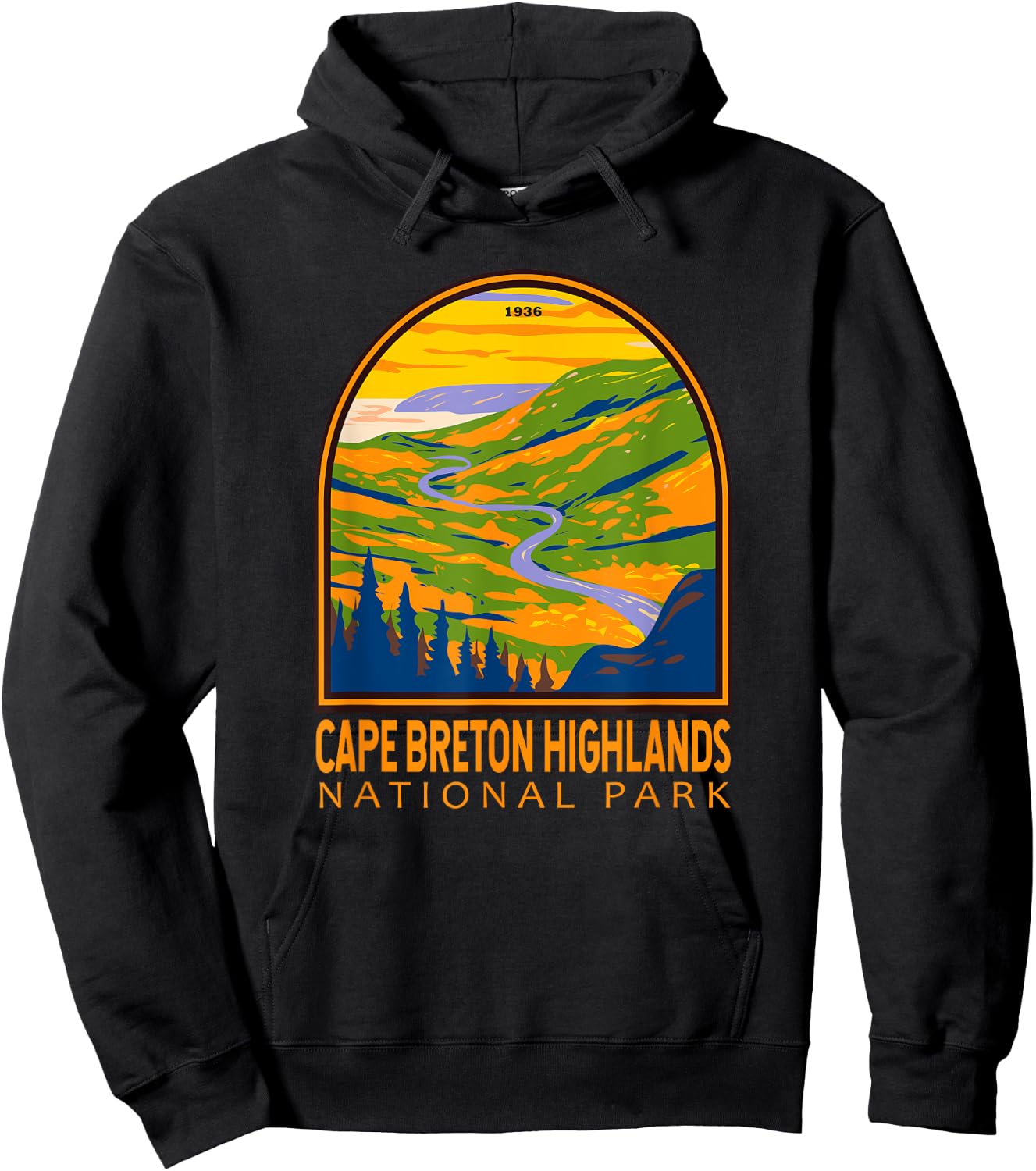Cape Breton Highlands National Park Canada Vintage Emblem Hoodie - Hoodie | Black