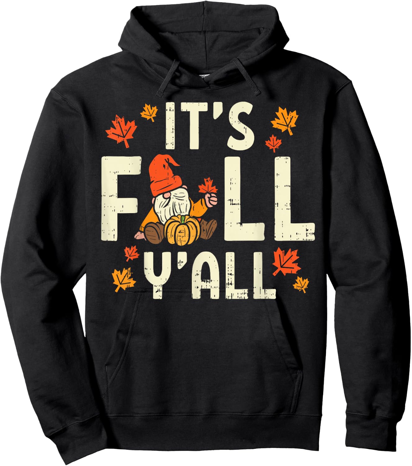 Its Fall Yall Gnome Pumpkin Halloween Thanksgiving Autumn Hoodie - Hoodie | Black