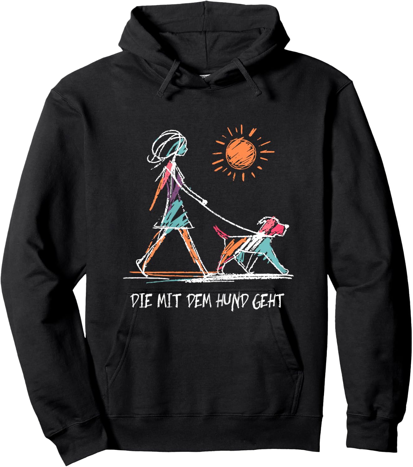 Women's with German Text "Die Mit Dem Hund Geht" [German Language], black Hoodie - Hoodie | Black