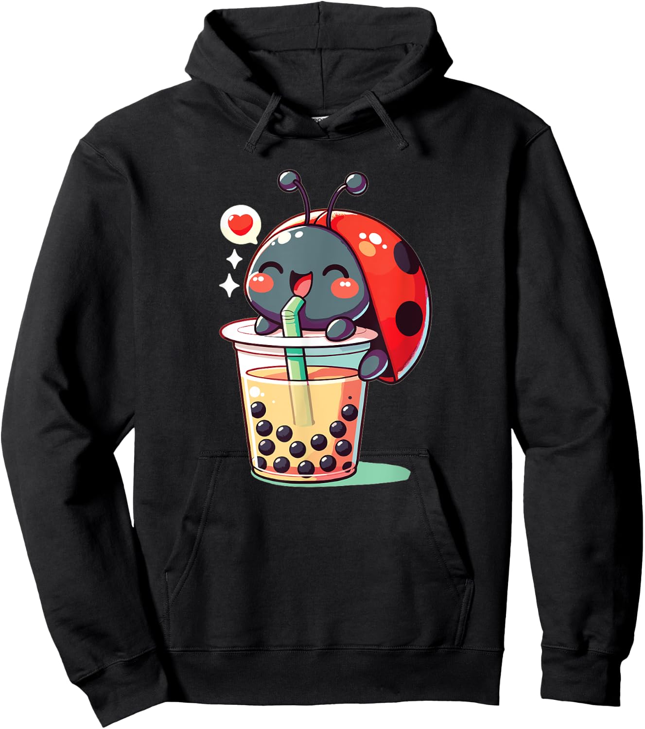 Kawaii Ladybug Bubble Tea Boba Ladybug Hoodie - Hoodie | Black