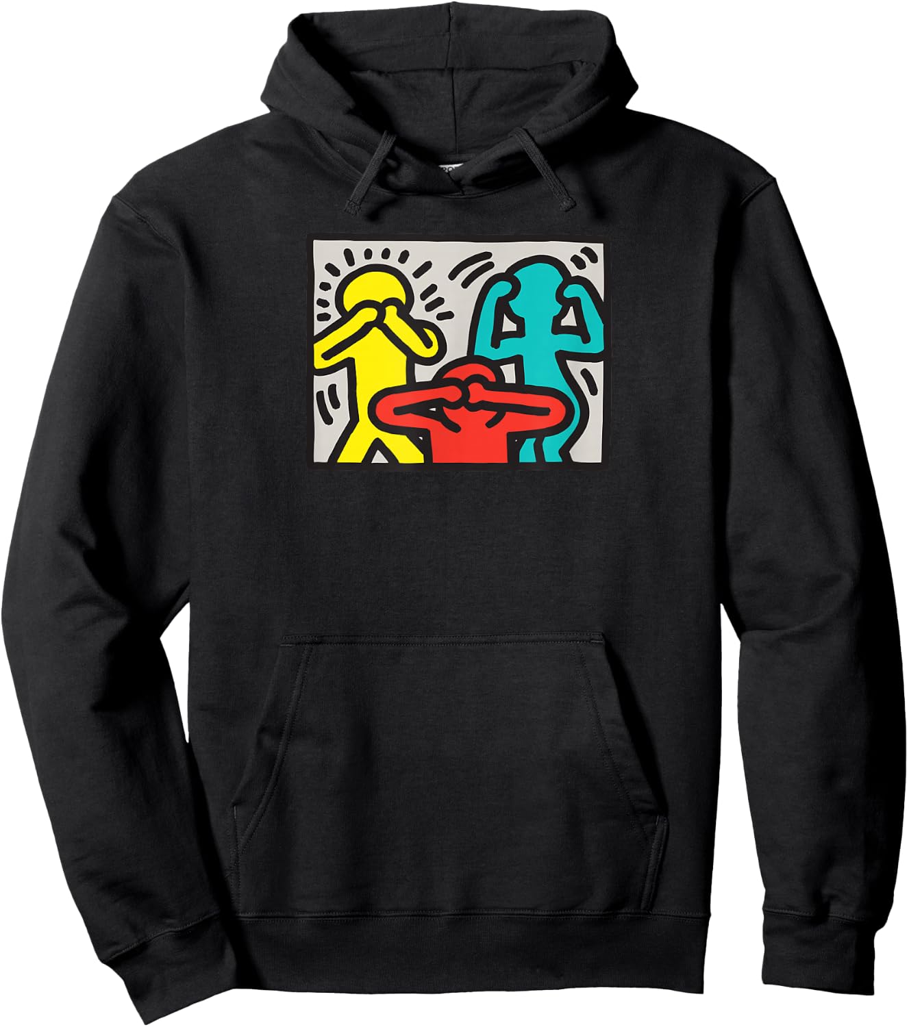 Keith Haring See Hear Speak Nothing Boses Artwork , blue Hoodie - Hoodie | Black