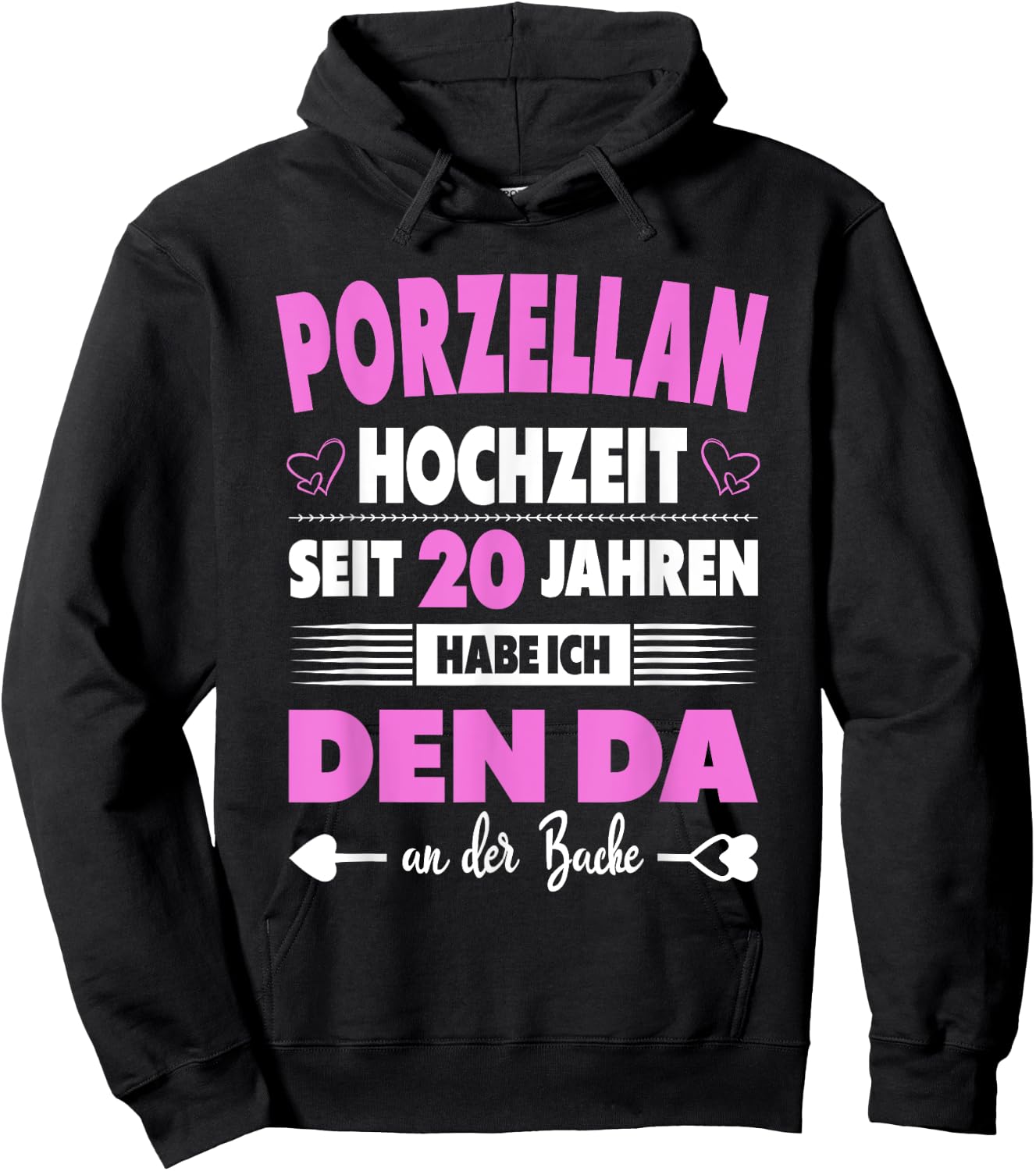 20th Wedding Anniversary Wife 20 Years Marriage Porcelain Wedding , black Hoodie - Hoodie | Black