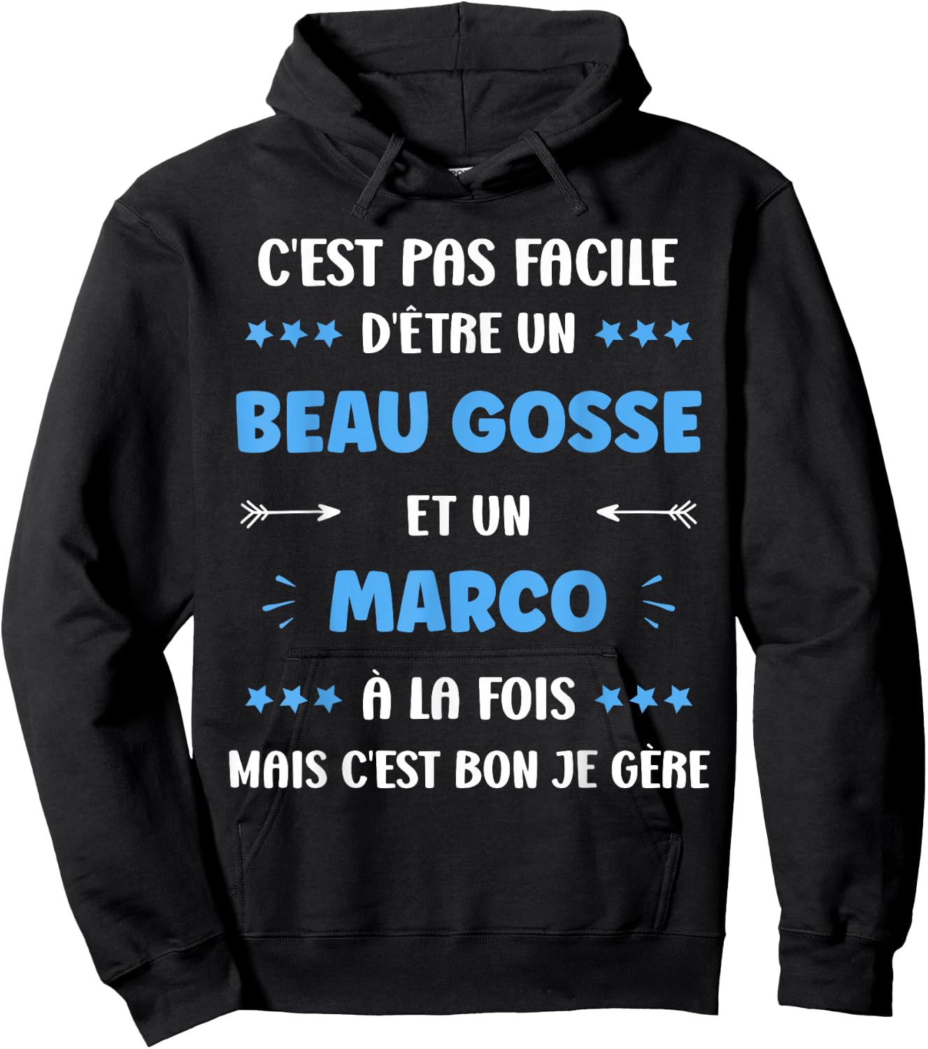 Name Marco Humour beau gosse Marco Hoodie - Hoodie | Black