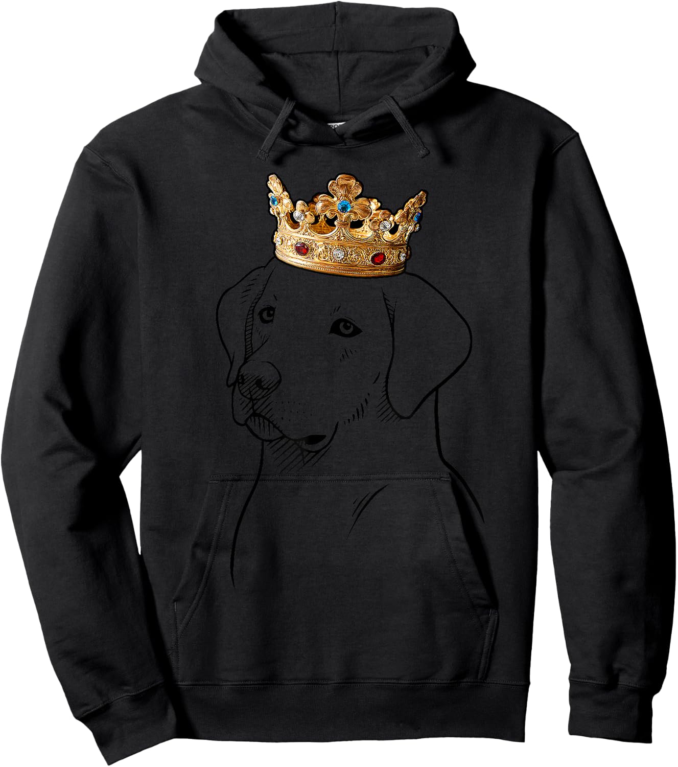 Labrador Retriever Dog Wearing Crown Women Kids Hoodie - Hoodie | Black