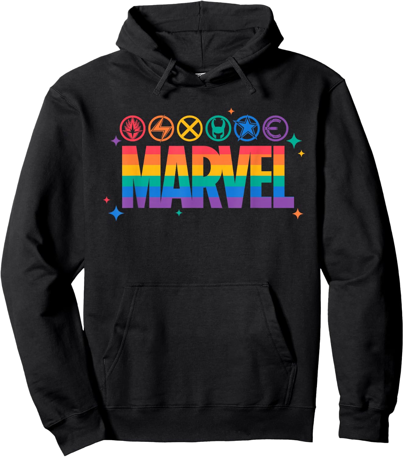 Marvel Pride Rainbow Logo Proud Heroes Symbols Hoodie - Hoodie | Black