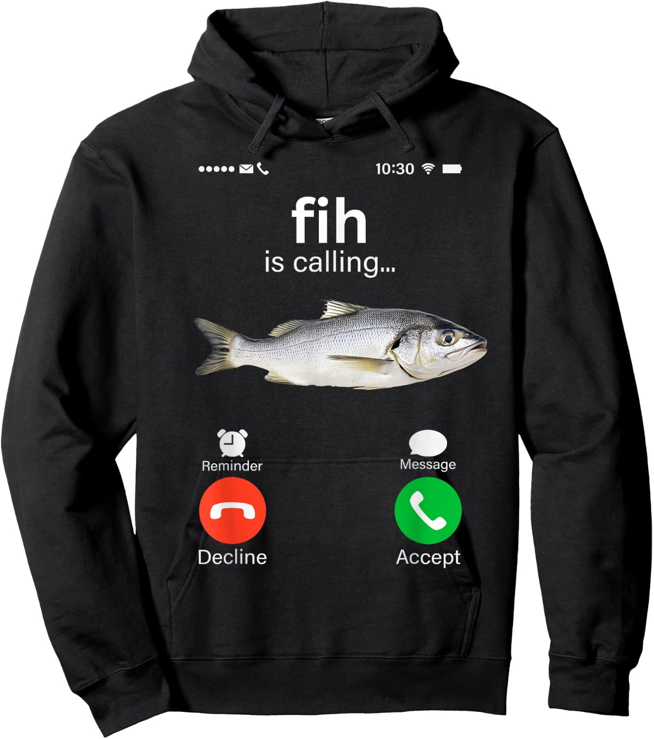 Fih is Calling Misspelled Meme Funny Fish Seabass Calling Hoodie - Hoodie | Black