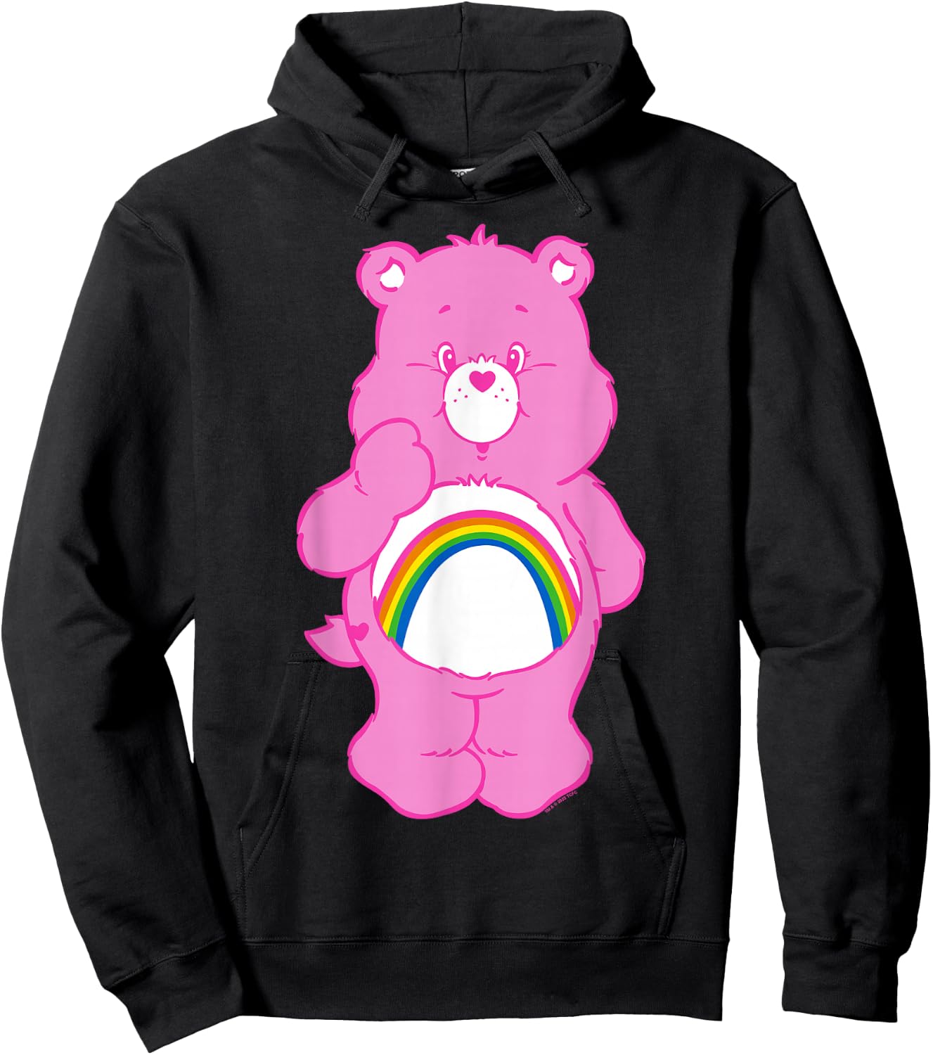 Care Bears Cheer Bear Classic Vintage Rainbow Belly Badge , gray Hoodie - Hoodie | Black