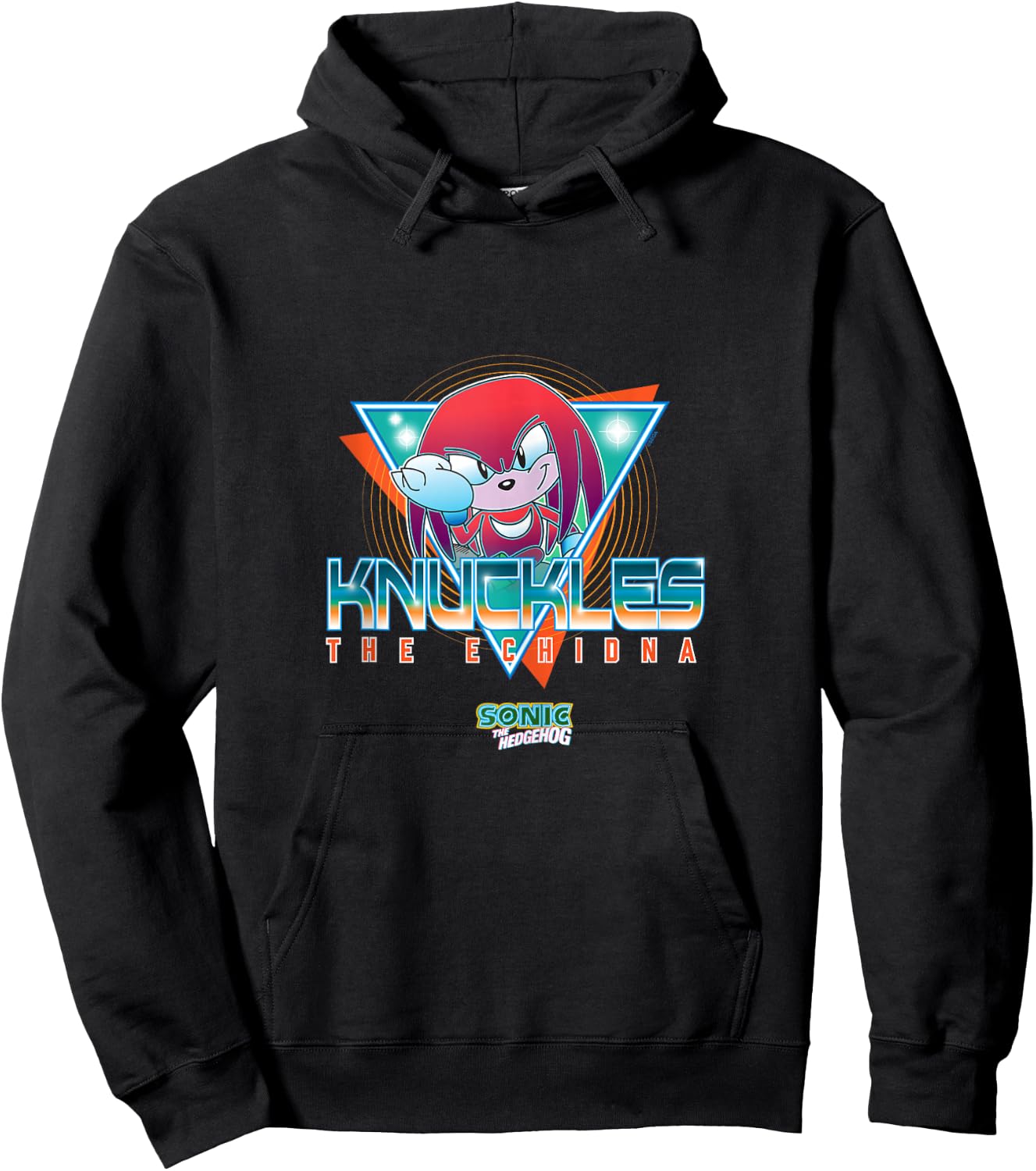 Sonic The Hedgehog Knuckles The Echidna Retro Neon Logo Hoodie - Hoodie | Black
