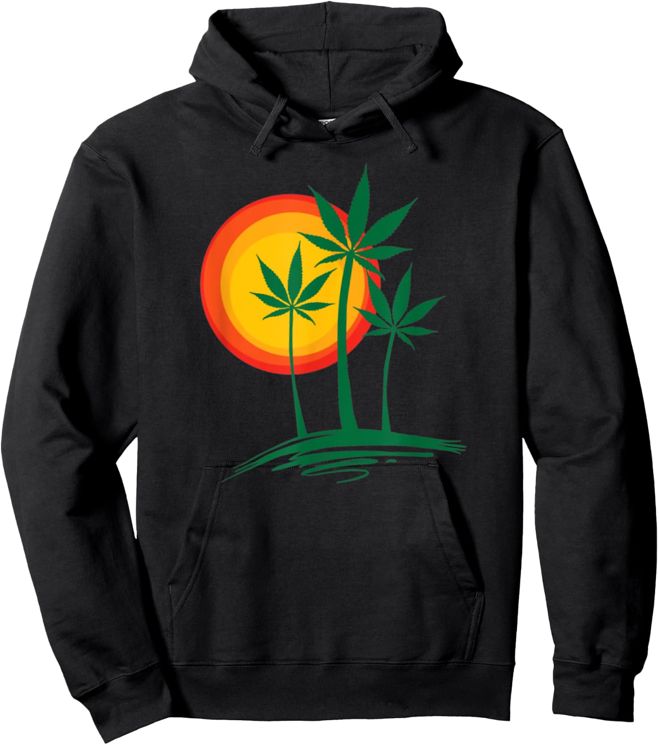 Beautiful Marijuana Weed Palm Tree Paradise Hoodie - Hoodie | Black