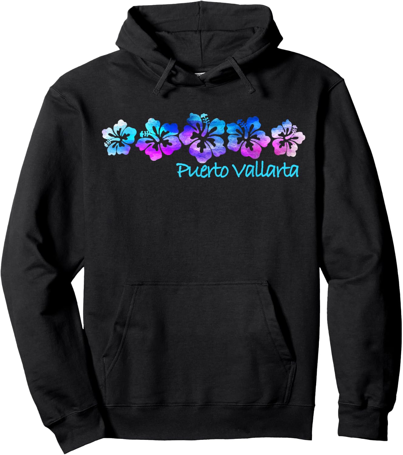 Puerto Vallarta Tropical Flower Design -Vacation Beach Hoodie - Hoodie | Black