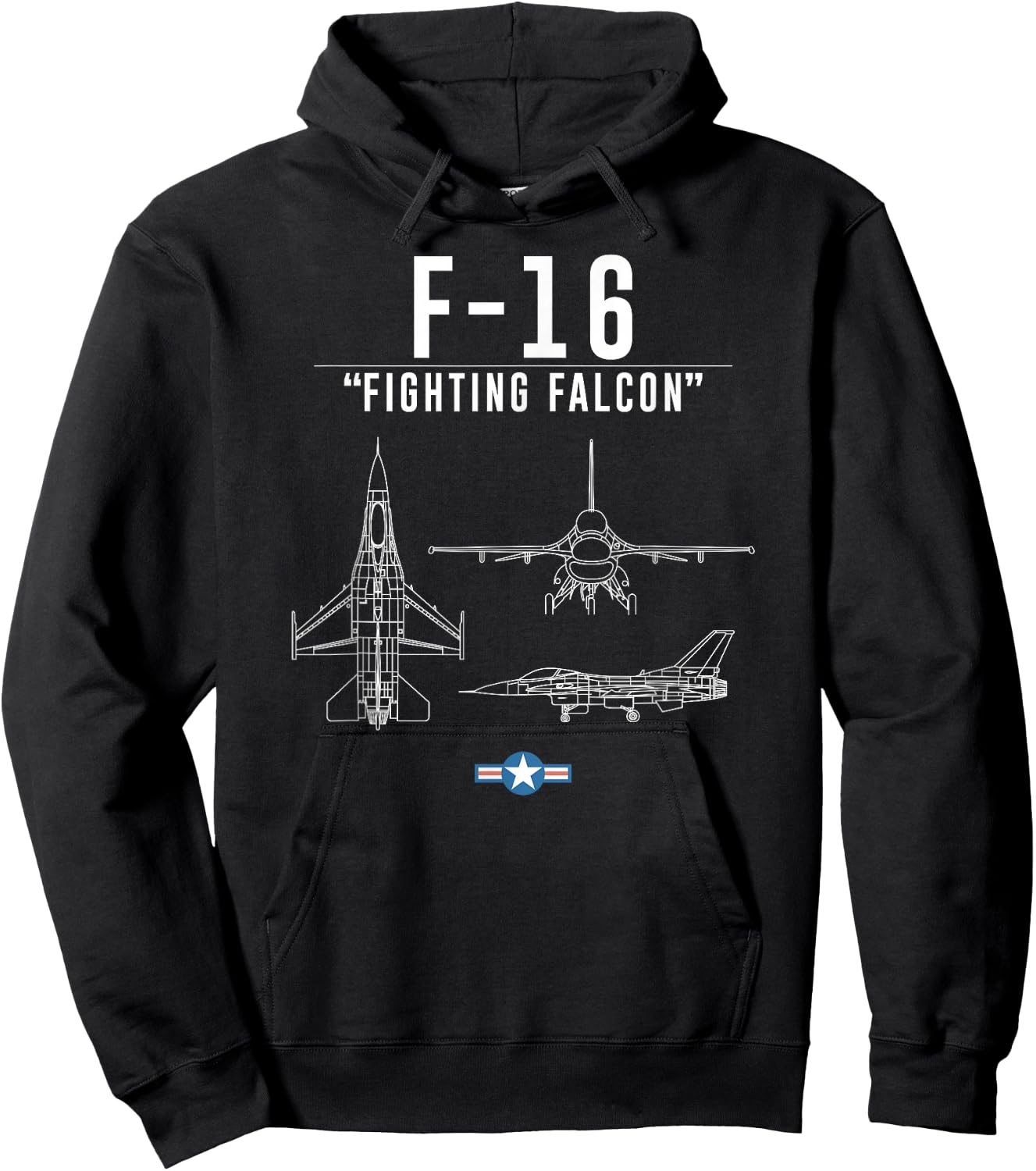 F-16 Shirt Military Air Force F16 Fighter Jet Hoodie - Hoodie | Black