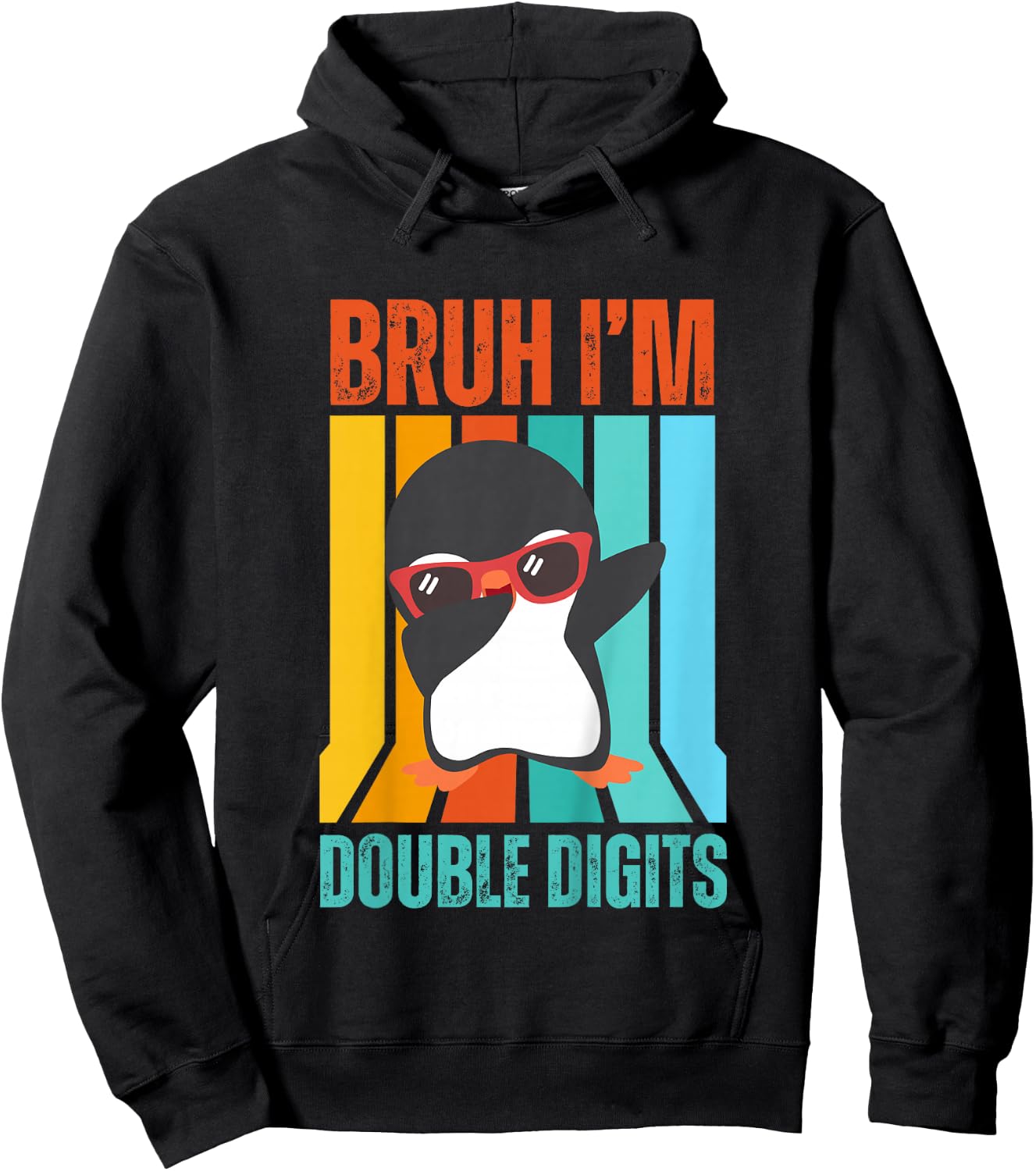Bruh I'm Double Digits Dab Penguin 10th Birthday Hoodie - Hoodie | Black