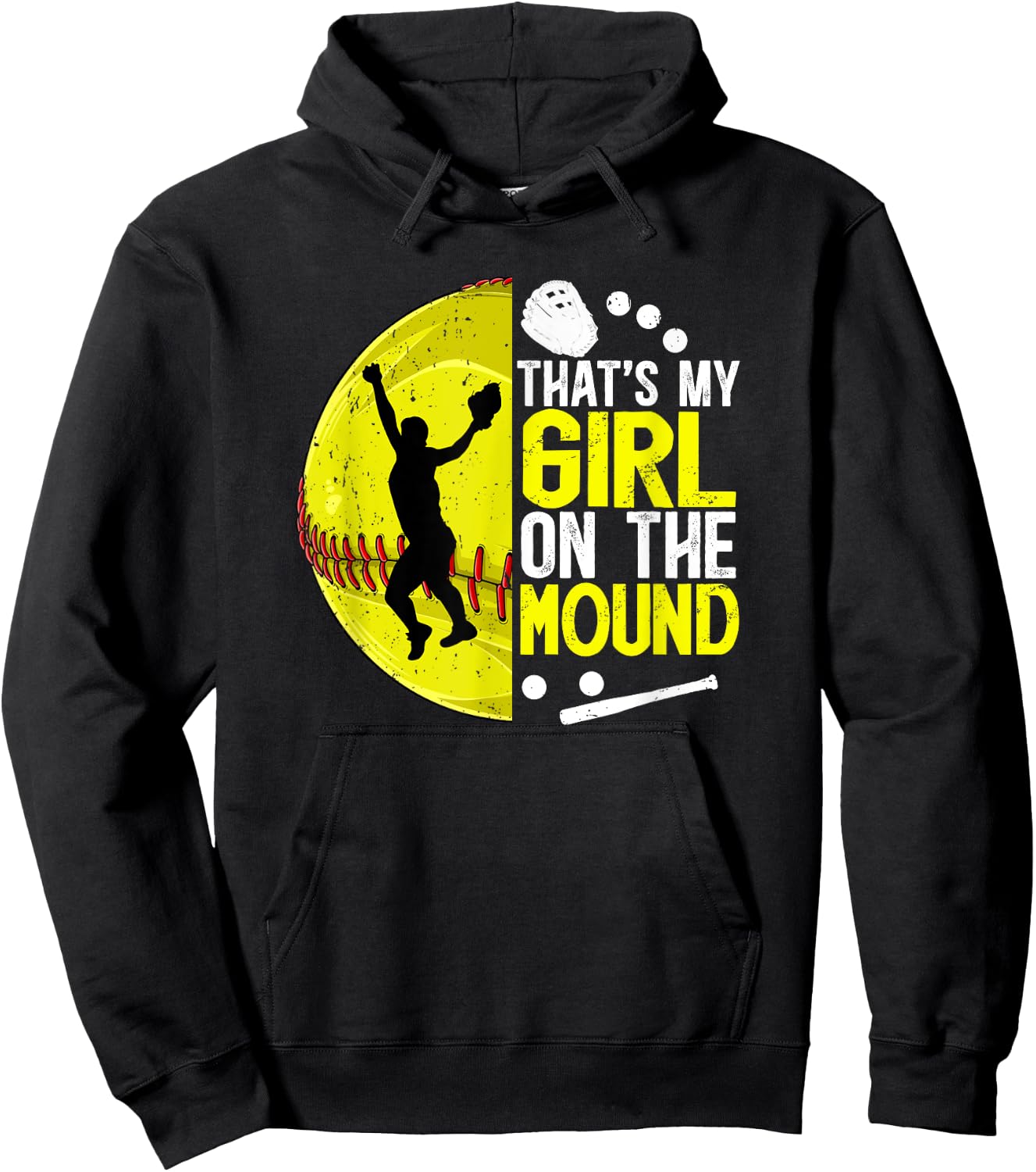 That's My Girl Softball Pitcher Dad Softball Pitcher Father Hoodie - Hoodie | Black