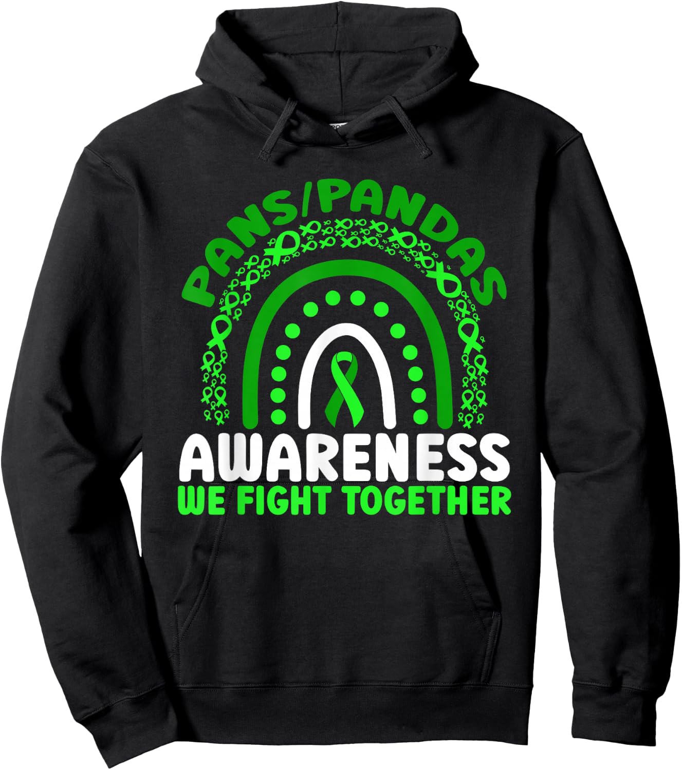 PANS-PANDAS Awareness We Fight Together Rainbow Hoodie - Hoodie | Black