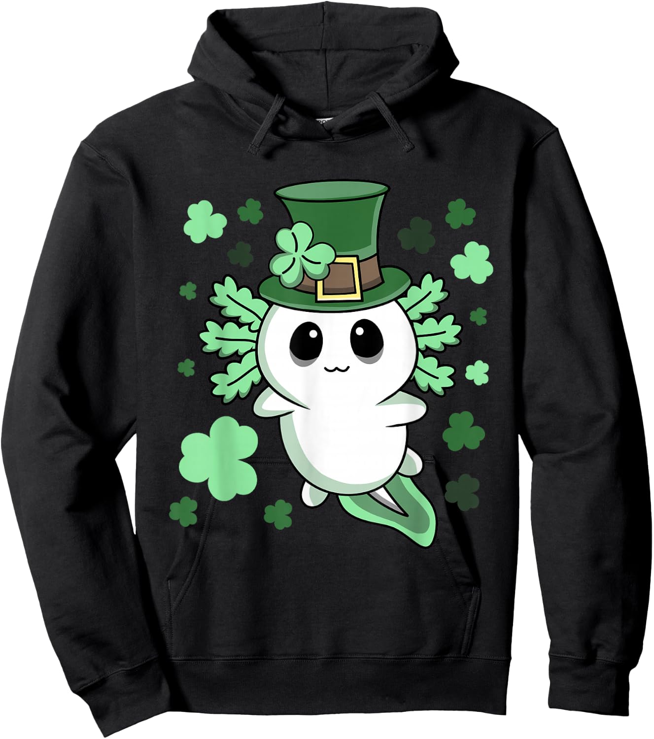 Cute Kawaii Irish St. Patrick's Day Axolotl Hoodie - Hoodie | Black