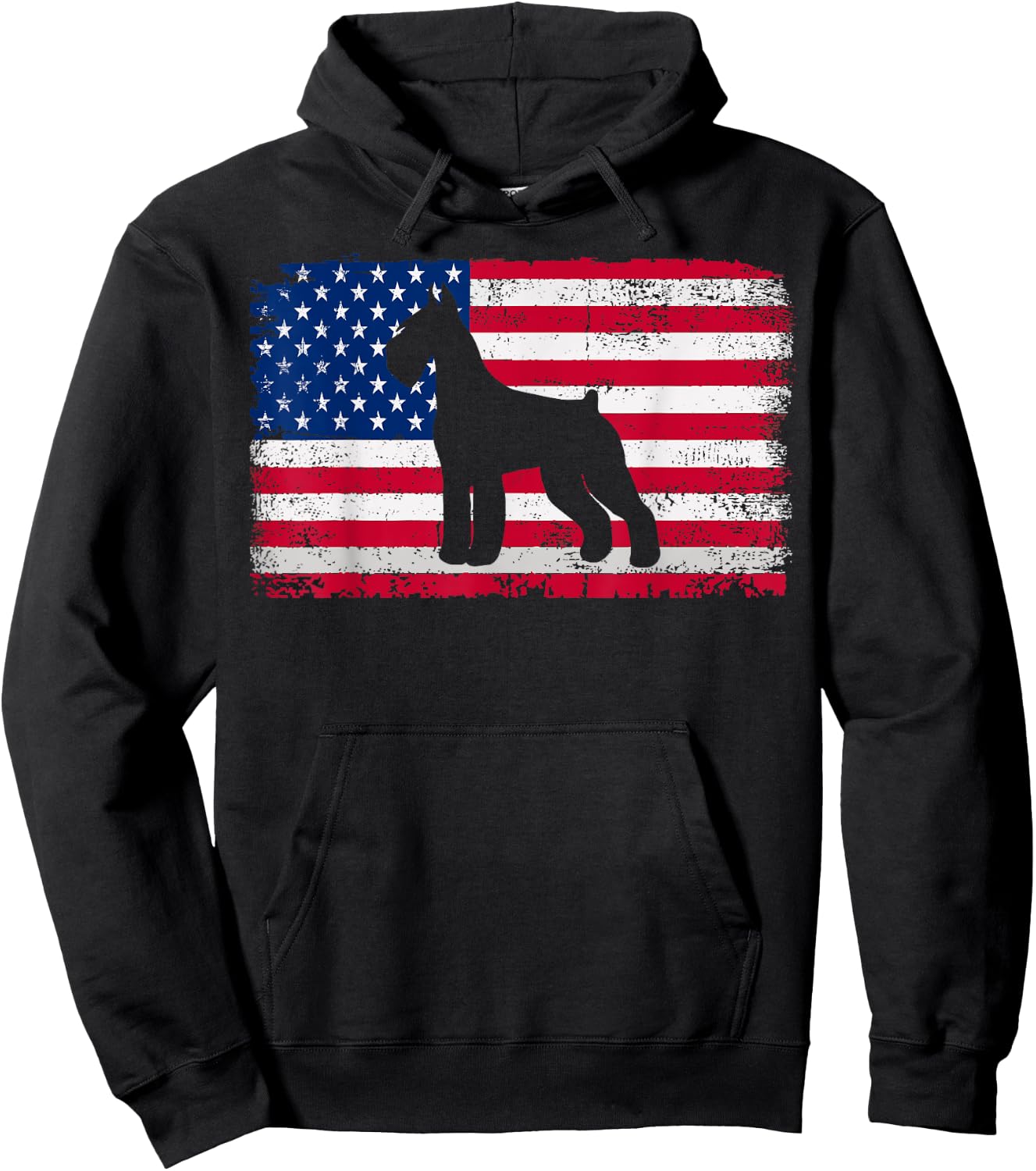Standard Schnauzer Lover 4th of July Patriotic American Flag Hoodie - Hoodie | Black