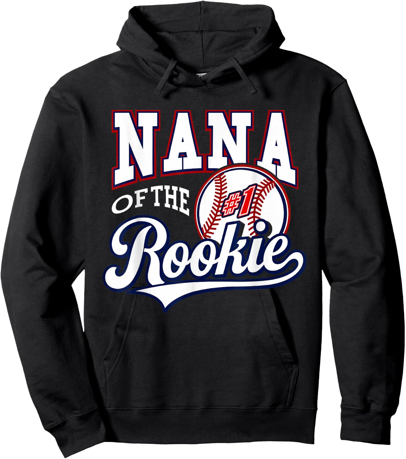Retro Grandma Nana Of The Number 1 Rookie Baseball Hoodie - Hoodie | Black