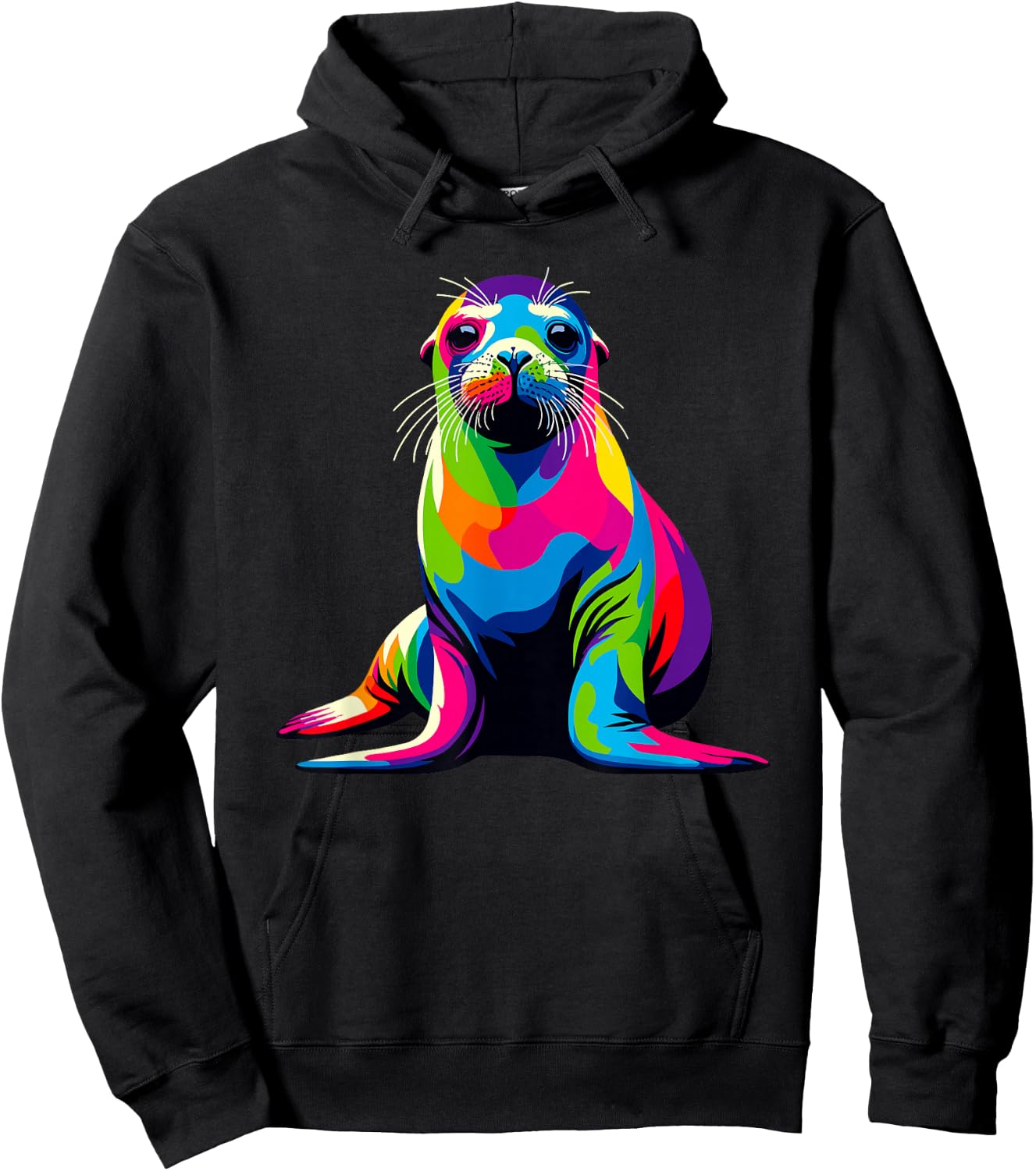 Colorful Pop Art Hawaiian Monk Seal Seals Hoodie - Hoodie | Black