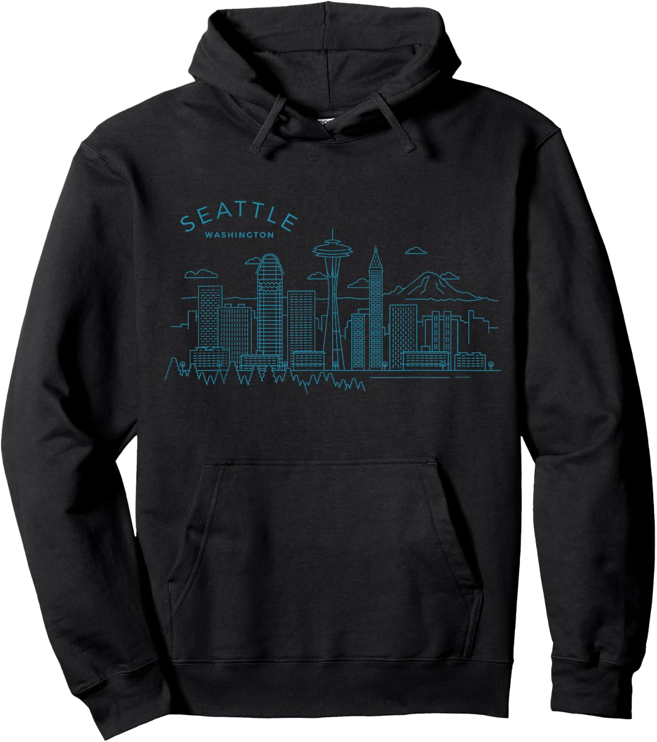 Seattle Skyline Vintage Seattle Washington Hoodie - Hoodie | Black