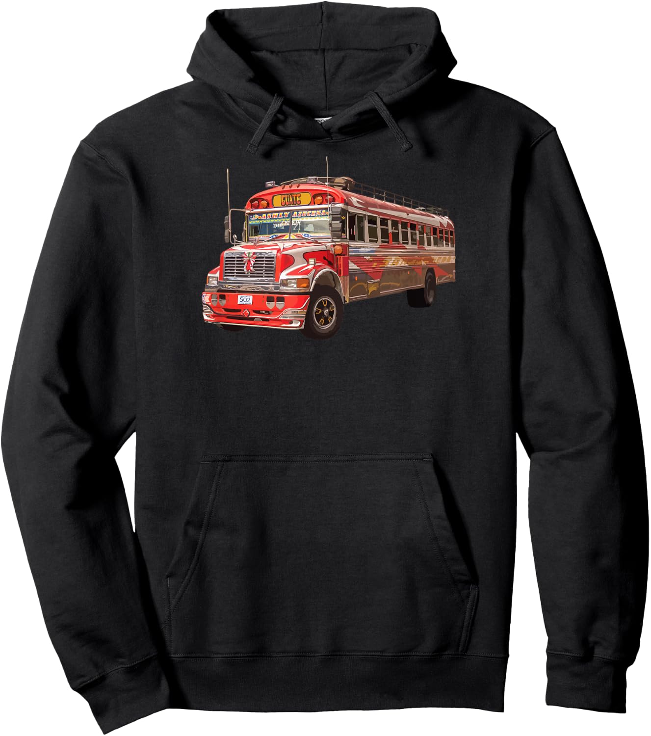 Chicken Bus Guatemala Antigua Quetzal Guate Tikal Mayan 502 Hoodie - Hoodie | Black