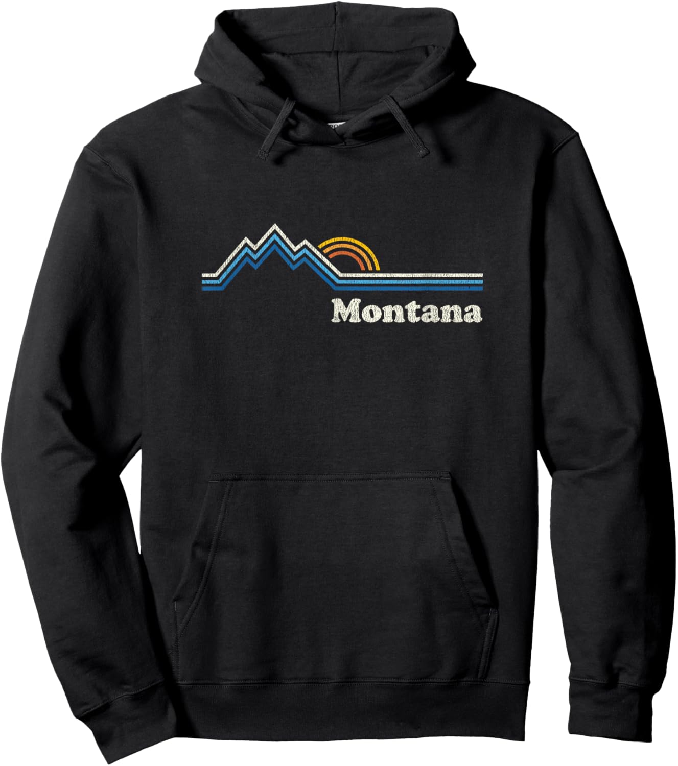 Retro Montana T Shirt Vintage Sunrise Mountains Design Hoodie - Hoodie | Black