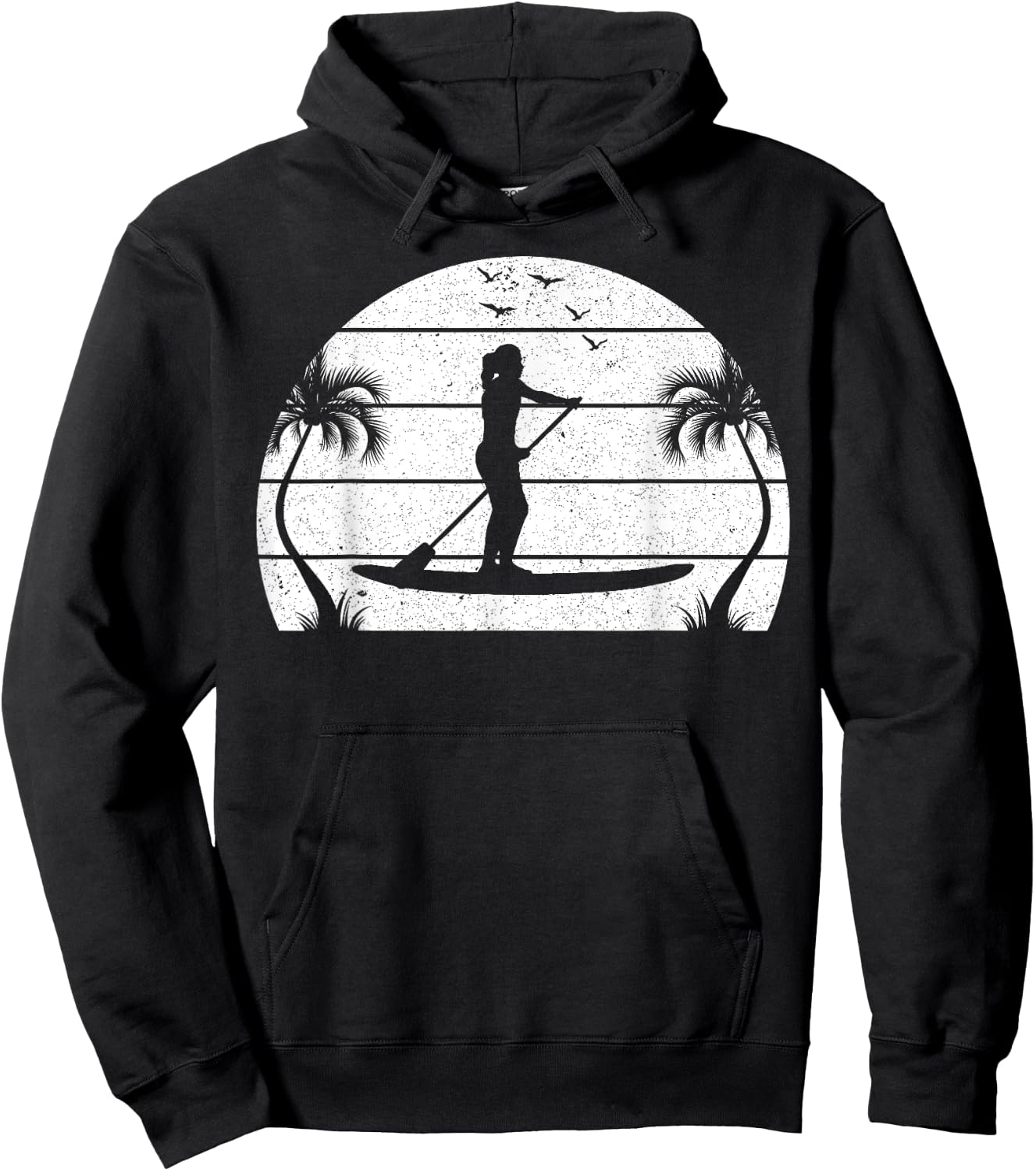Water Sports Sunset SUP Girl - Stand Up Paddleboard Hoodie - Hoodie | Black