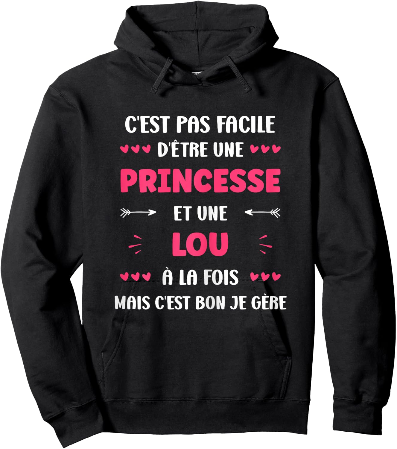 Princess Super Lou Girl Funny Name Lou , Black, Female X-Small Hoodie - Hoodie | Black
