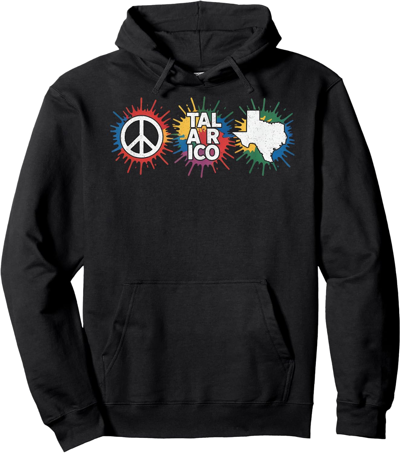 Texas Peace Sign Talarico Color Splash Political Design Hoodie - Hoodie | Black