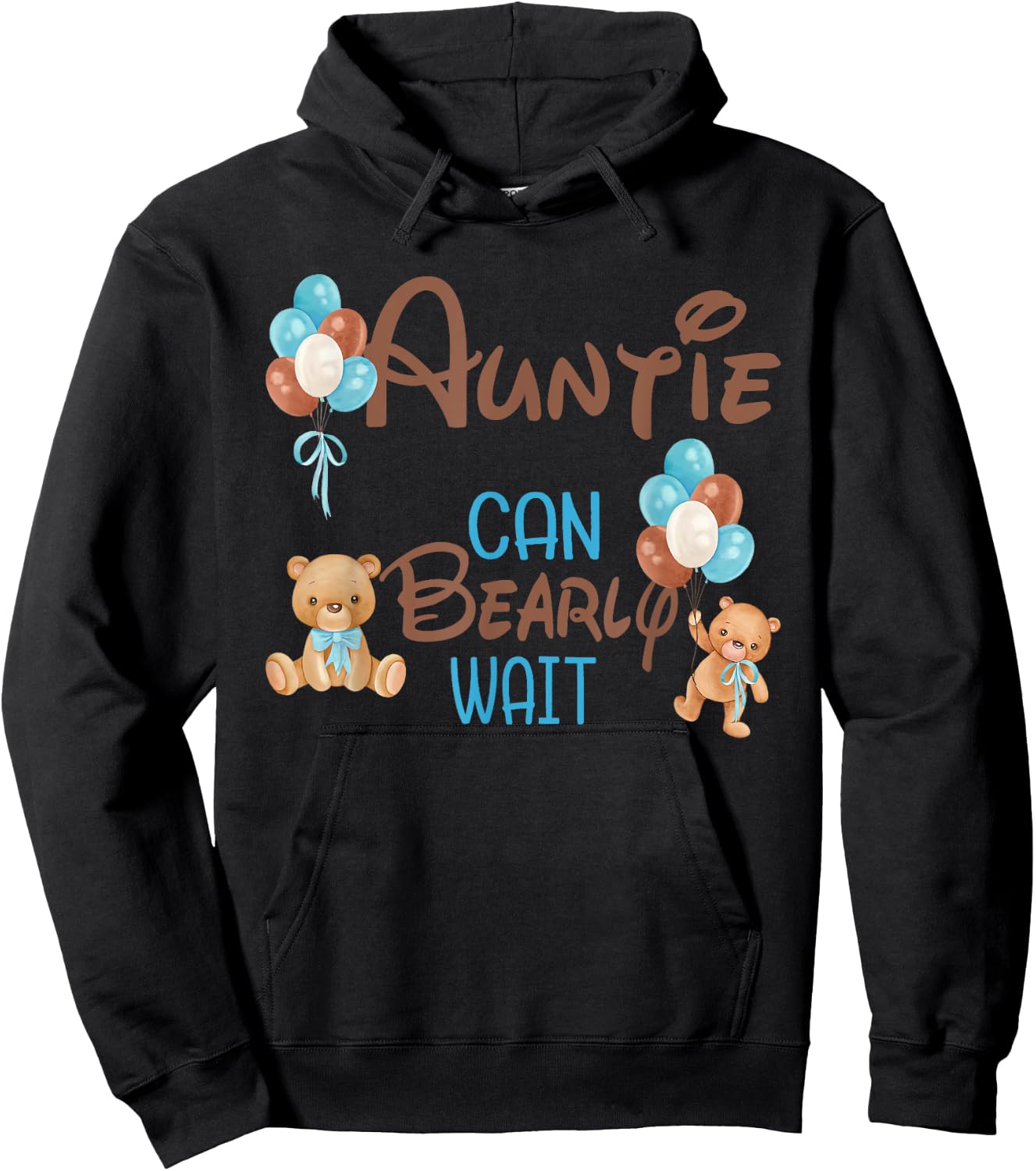 Auntie Can Bearly Wait Bear Gender Neutral Boy Baby Shower Hoodie - Hoodie | Black