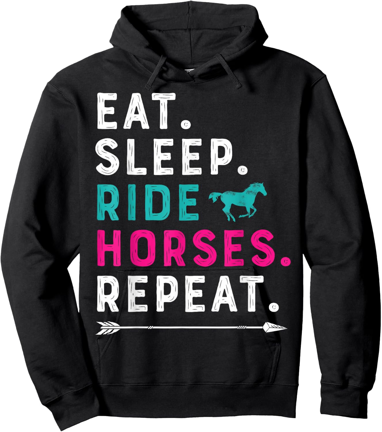 Horse Girl Eat Sleep Ride Horses Repeat Horseback Riding Hoodie - Hoodie | Black