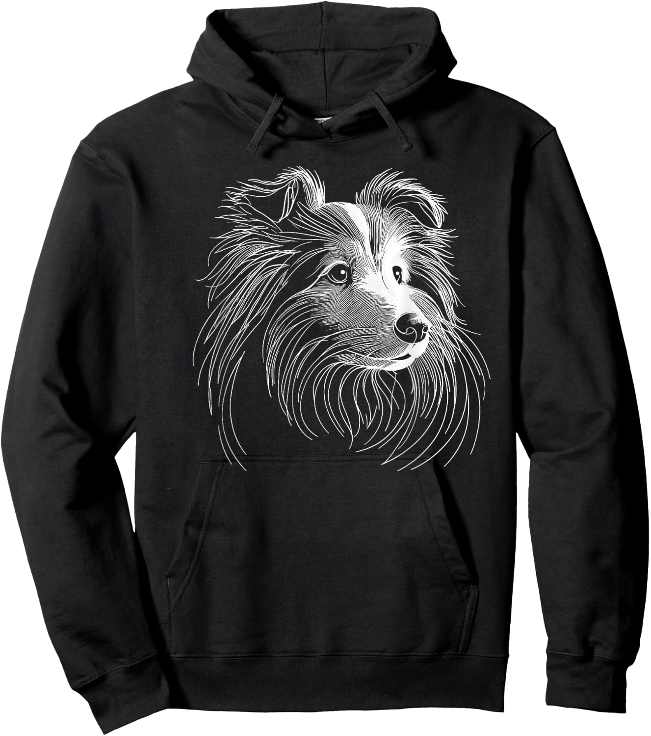Line Art Shetland Sheepdog Dog Sheltie Women Girls Kids Hoodie - Hoodie | Black