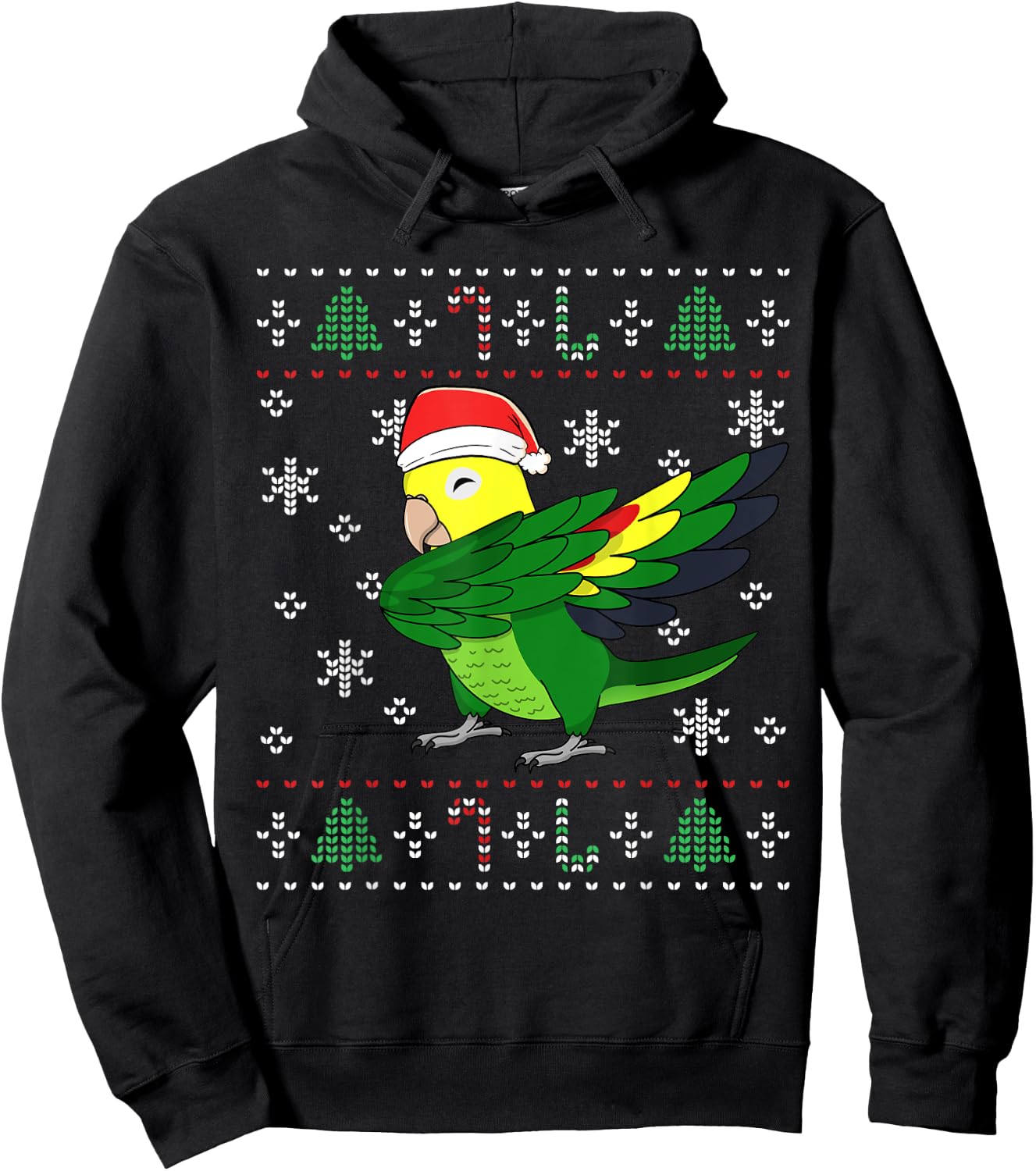Dabbing Double Yellow-headed Amazon Parrot I Ugly Christmas Hoodie - Hoodie | Black