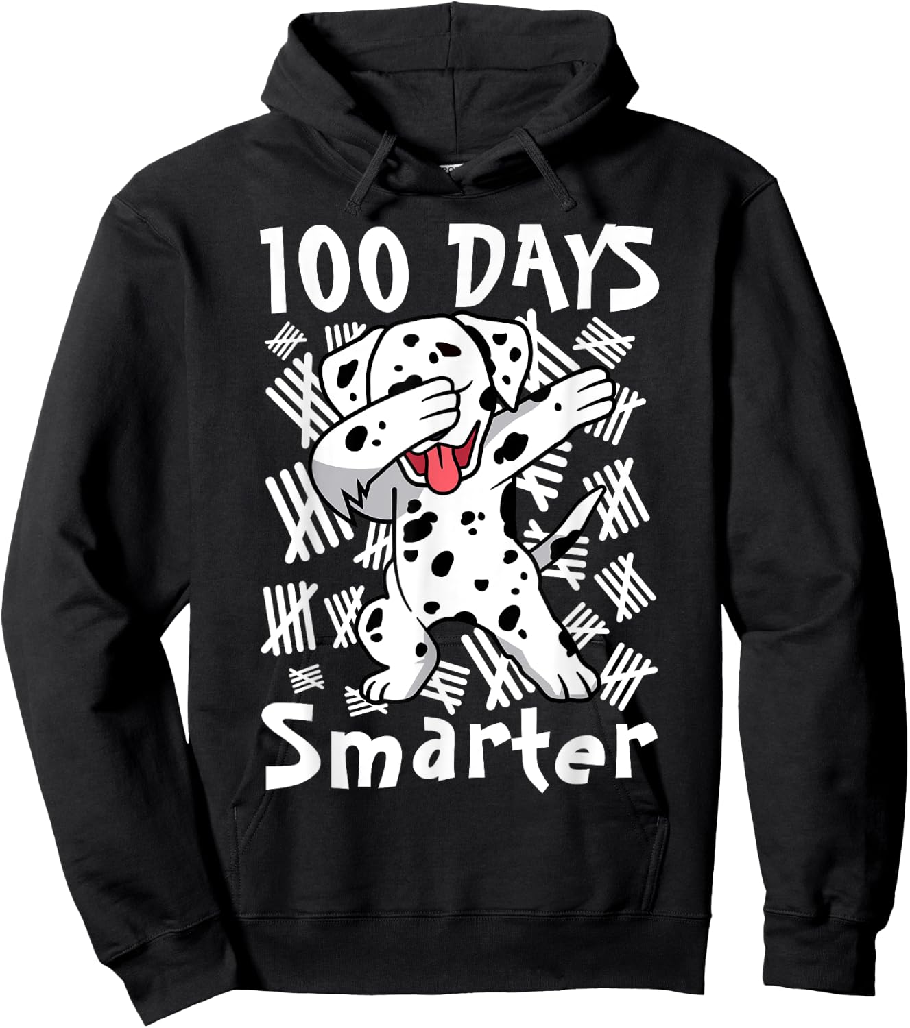 100 Days Smarter Dabbing 100 Days of School Dalmatian Kids Hoodie - Hoodie | Black