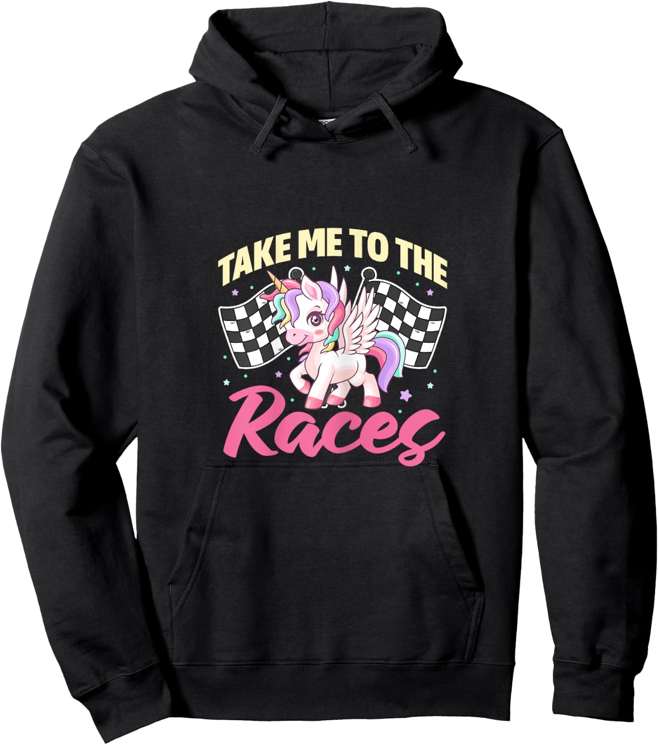 Races Dirt Track Racing Unicorn Racer Race Flag Hoodie - Hoodie | Black