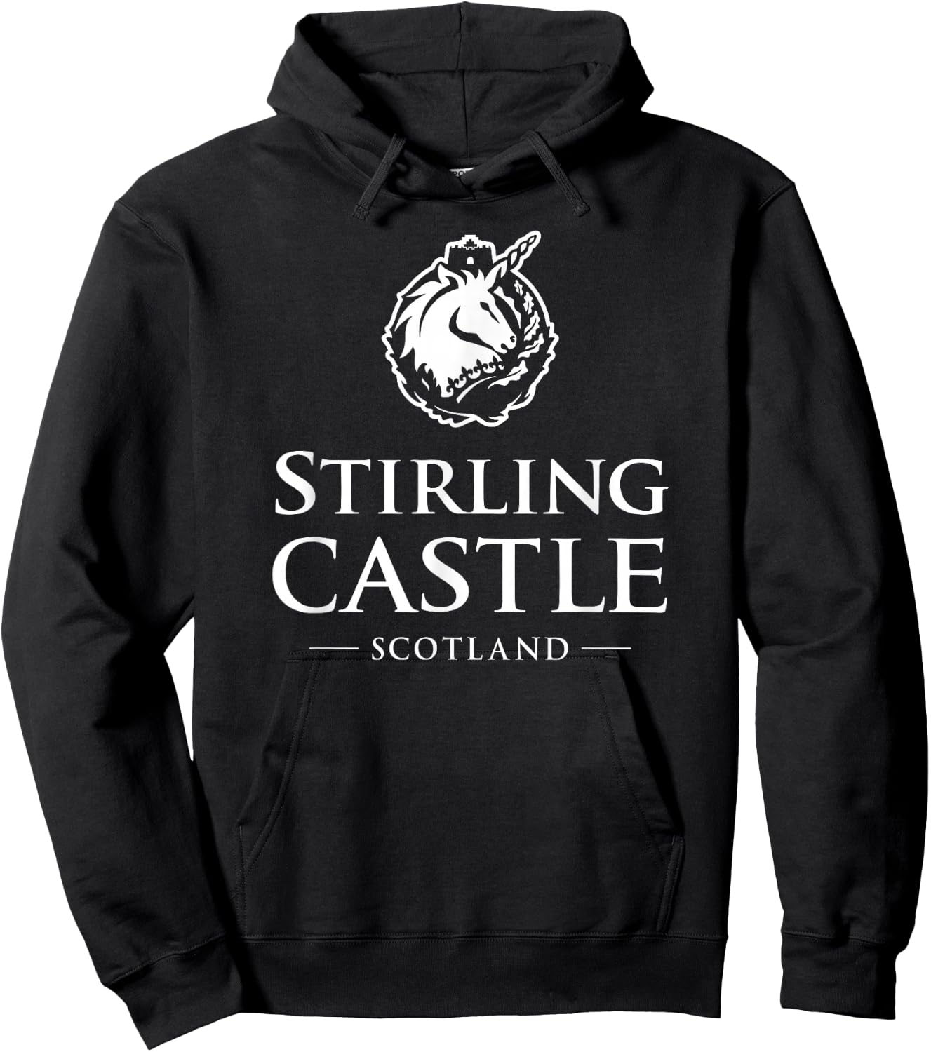 Stirling Castle Scotland White Print Hoodie - Hoodie | Black