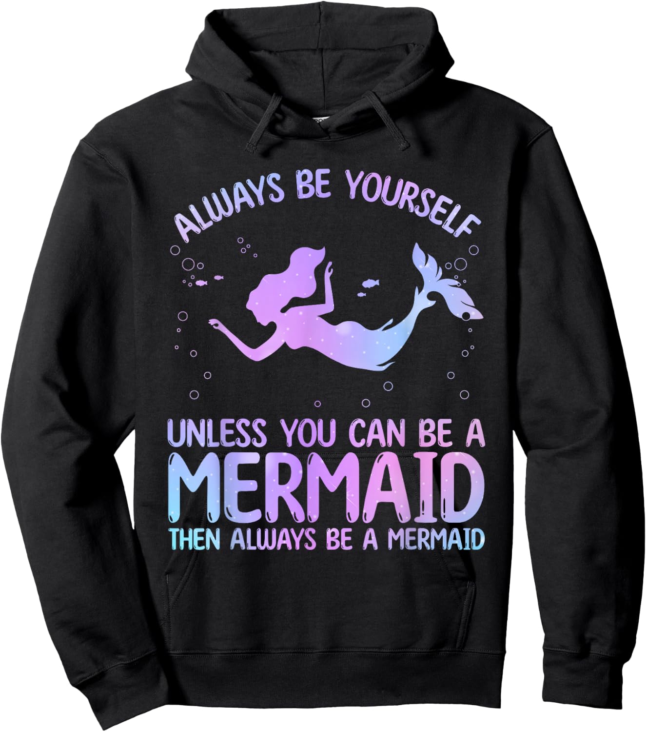 Cute Mermaid Art Girls Sea Creature Mermaid Lover Hoodie - Hoodie | Black