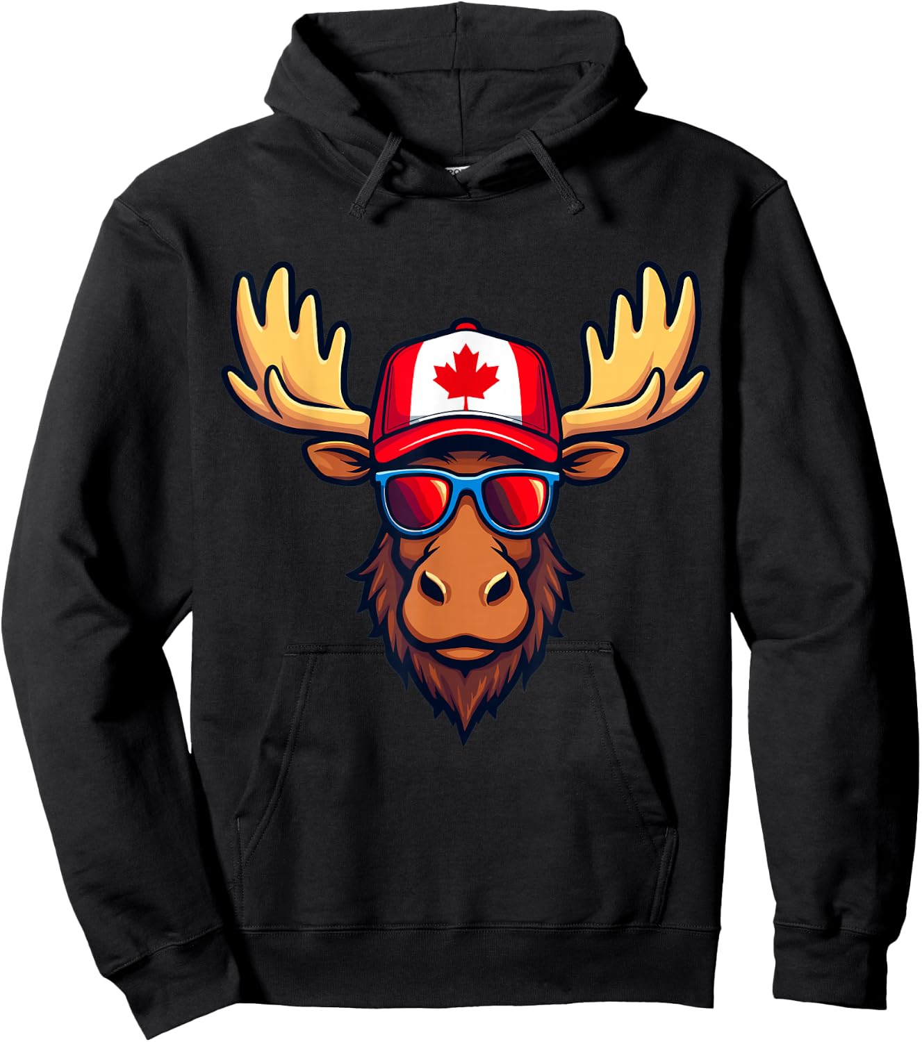 Canadian Canada Day Moose Canada Flag Hoodie - Hoodie | Black