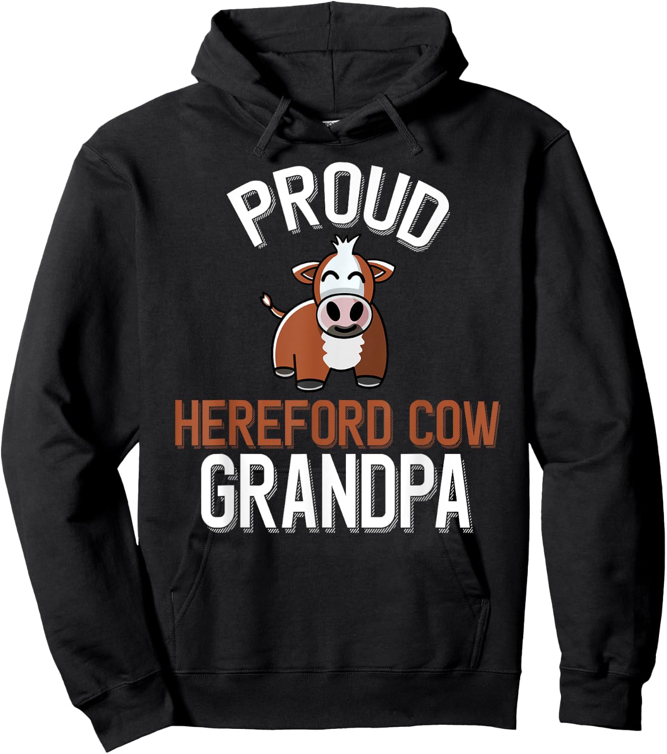 Proud Hereford Cow Grandpa Hoodie - Hoodie | Black