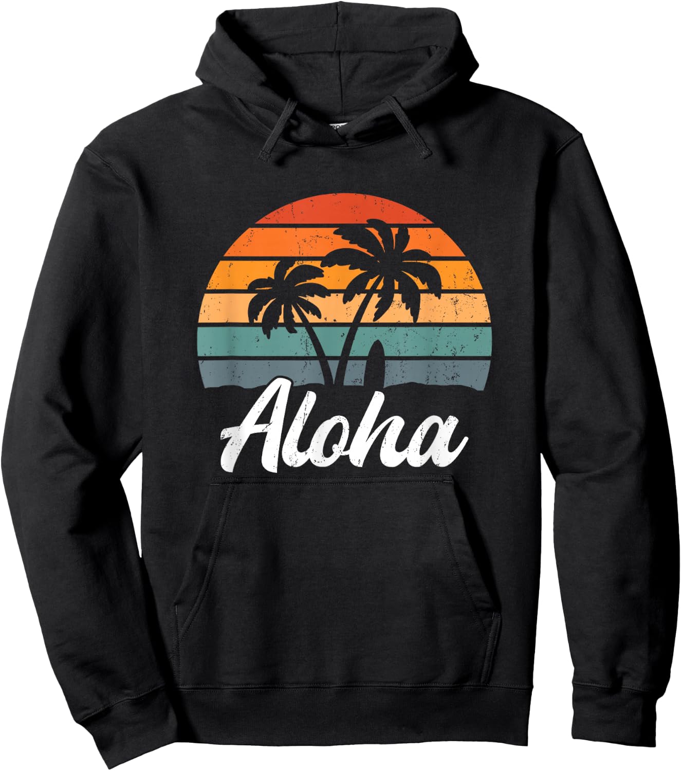 Aloha Hawaiian Shirt Surf Beach Palm Tree , black Hoodie - Hoodie | Black