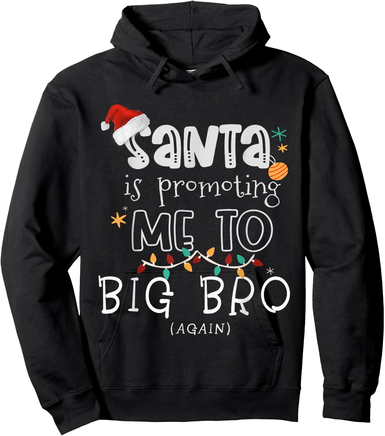 Christmas Baby Gifts for Boys, Promoted To Big Brother Again Hoodie - Hoodie | Black