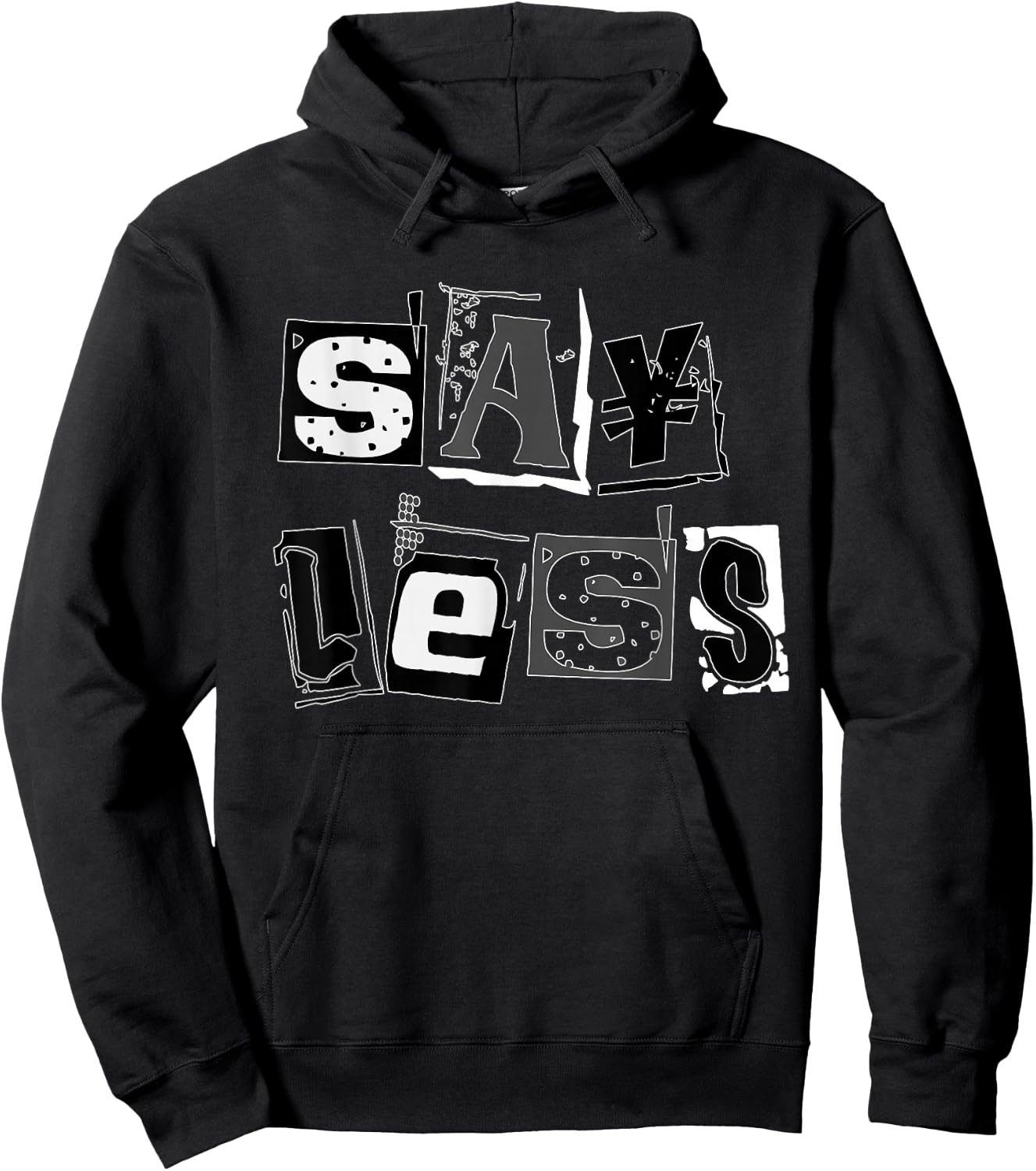 Black Say Less Black on Black Graphic Hoodie - Hoodie | Black