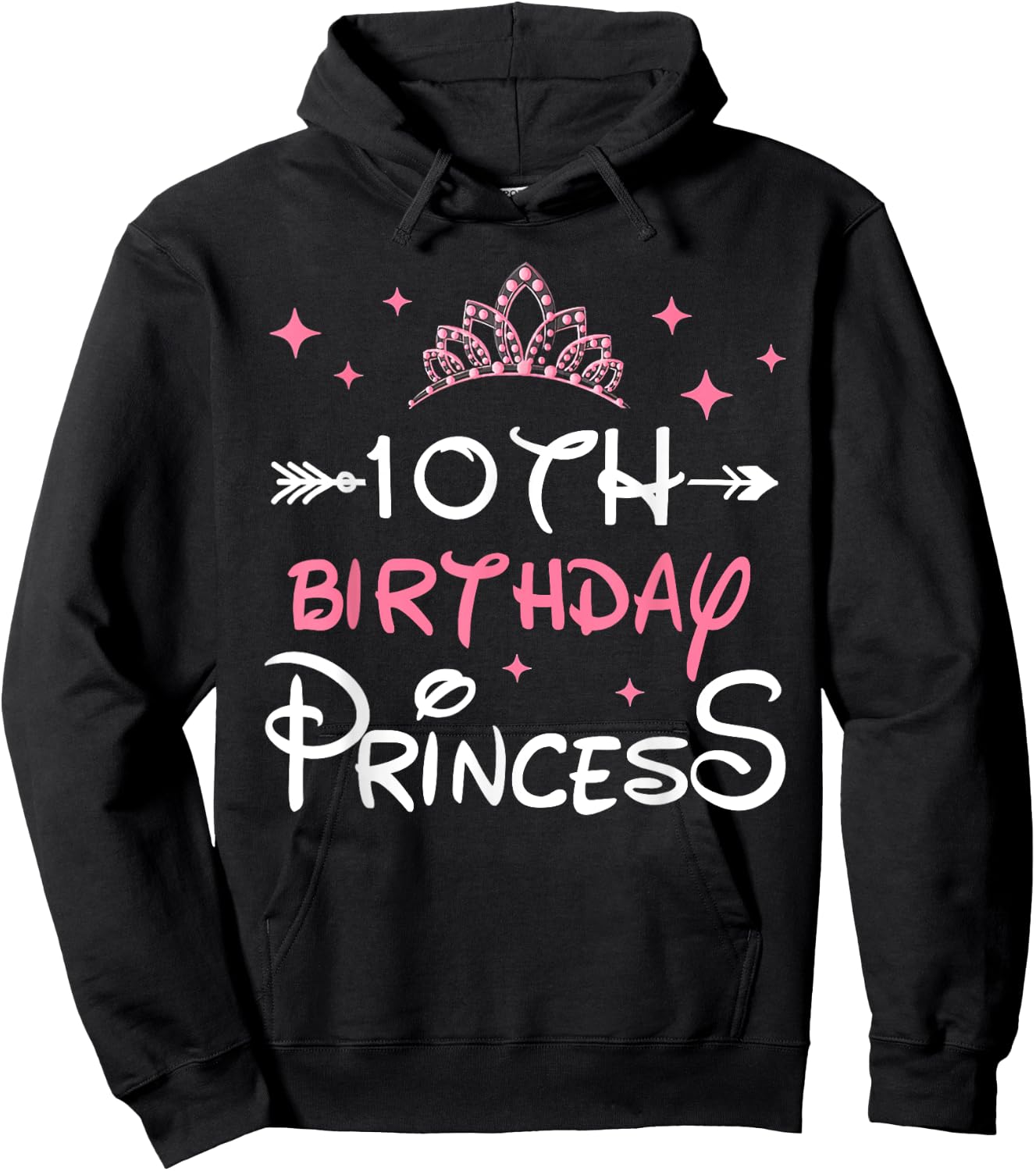 10th Birthday Princess Crown 10 Year Old Birthday Girl Party Hoodie - Hoodie | Black