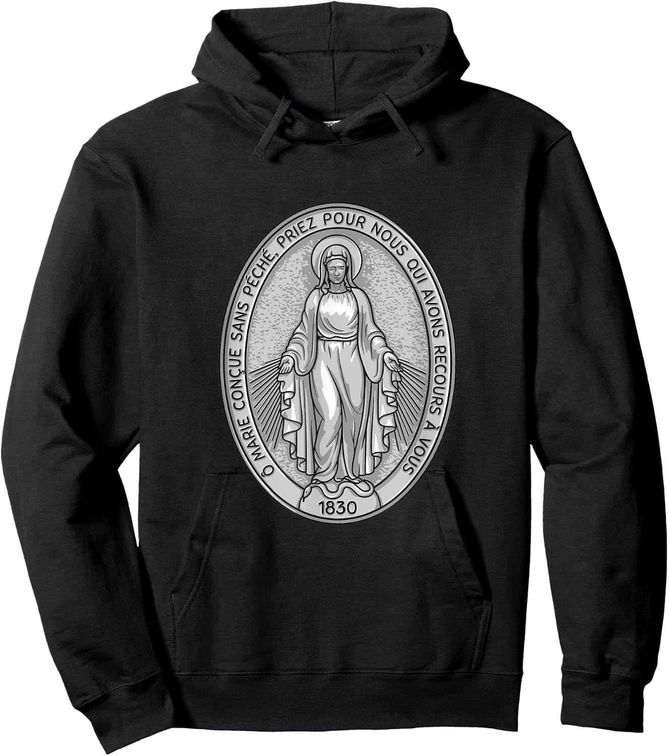 Miraculous Medal Marian Our Lady Catholic Hoodie - Hoodie | Black