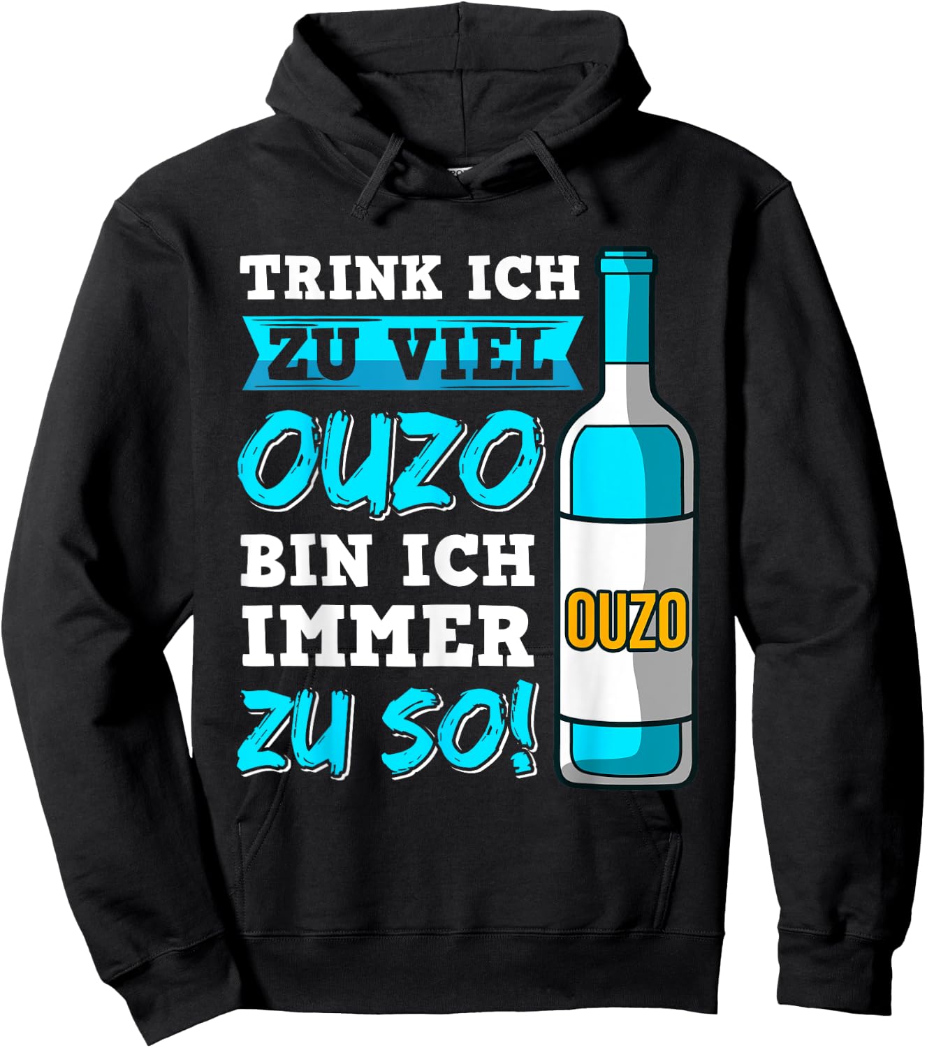 Ouzo Party Griechenland Alkohol Anstoßen Schnaps Saufen Hoodie - Hoodie | Black